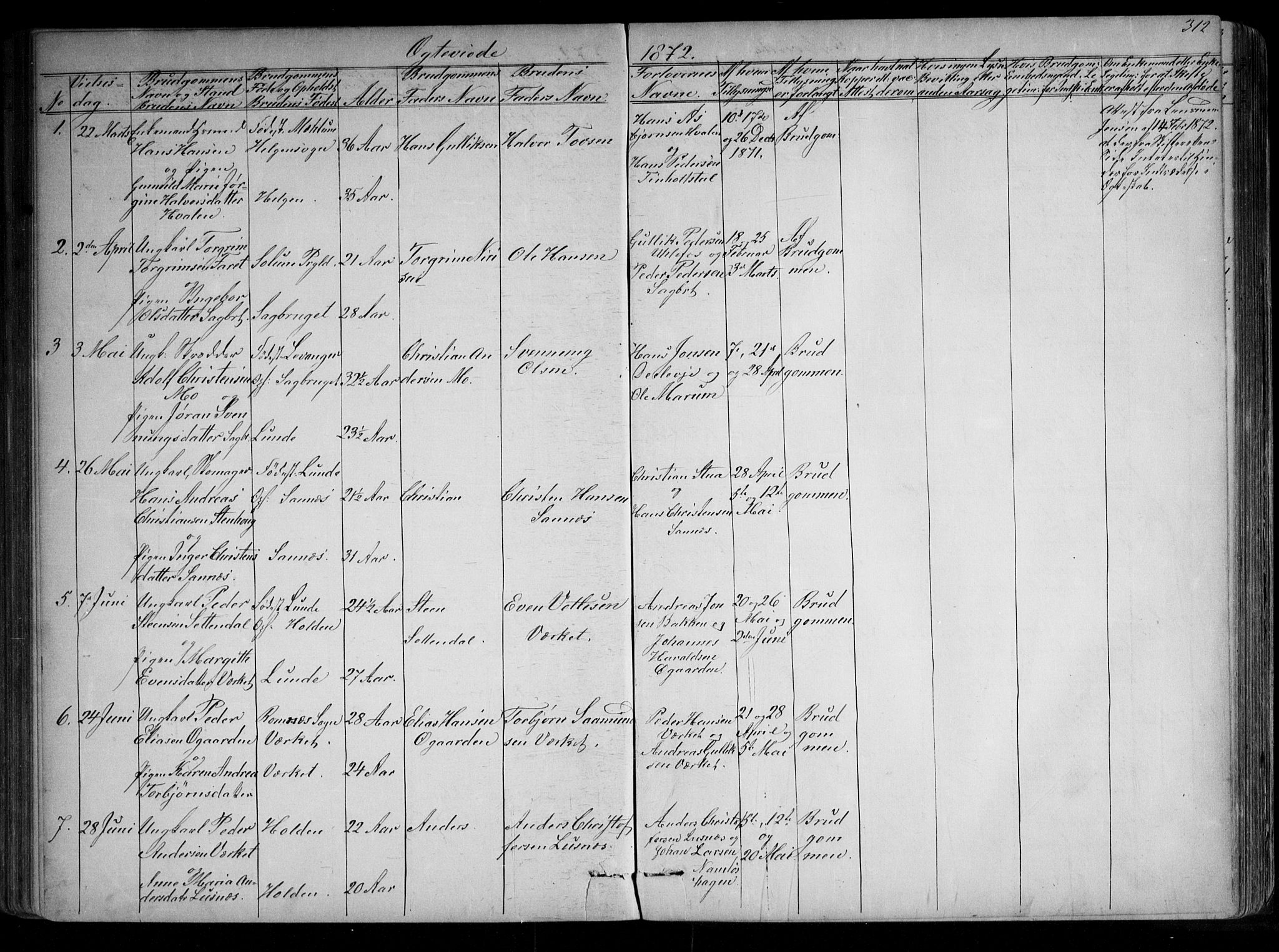 Holla kirkebøker, AV/SAKO-A-272/G/Ga/L0004: Klokkerbok nr. I 4, 1867-1890, s. 312