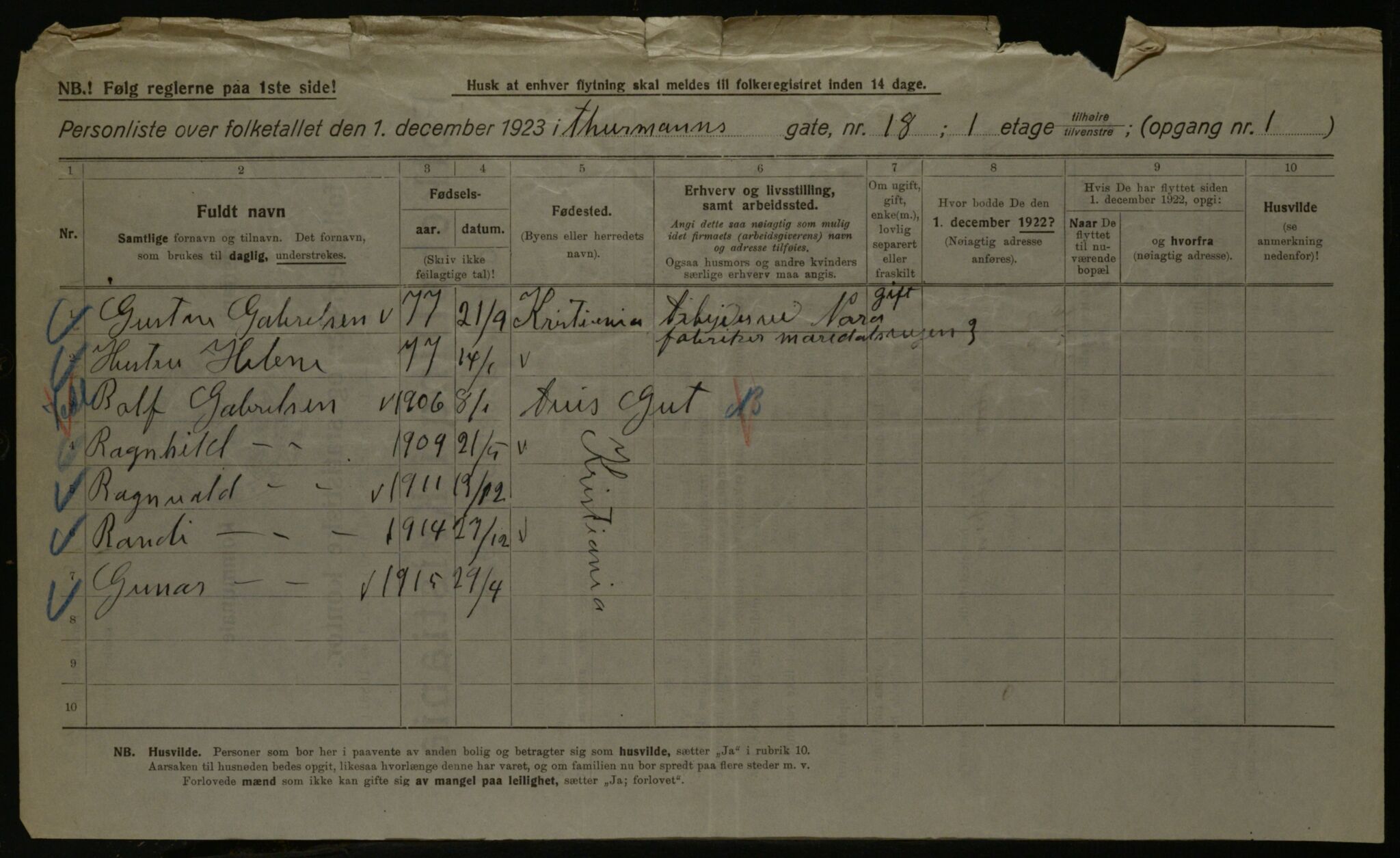 OBA, Kommunal folketelling 1.12.1923 for Kristiania, 1923, s. 123204