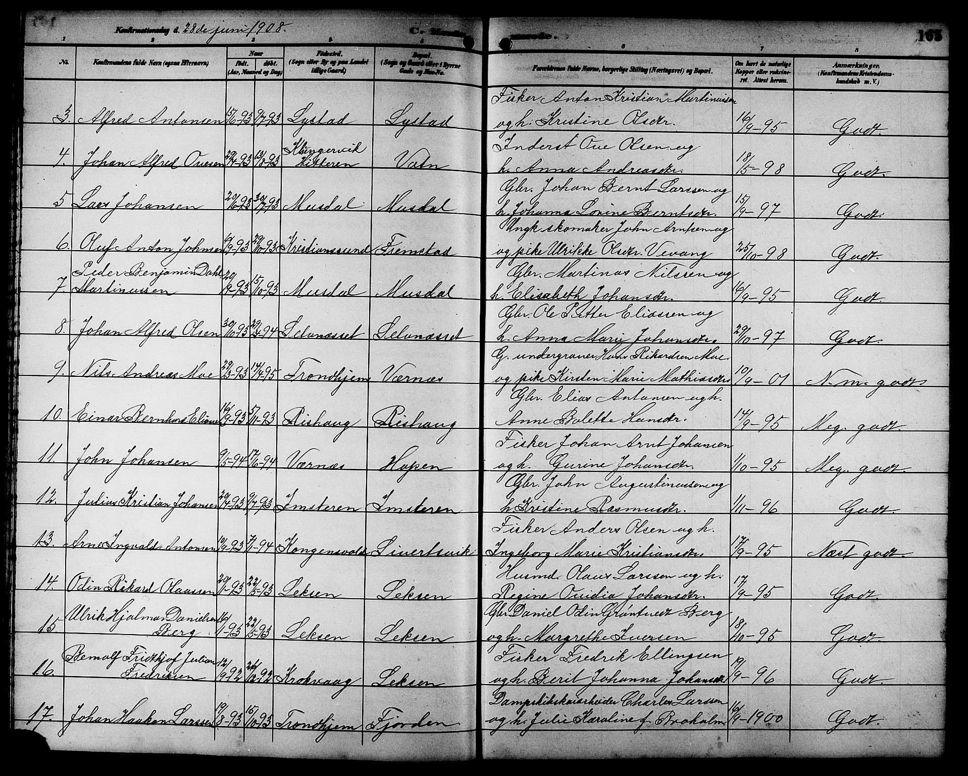 Ministerialprotokoller, klokkerbøker og fødselsregistre - Sør-Trøndelag, SAT/A-1456/662/L0757: Klokkerbok nr. 662C02, 1892-1918, s. 165