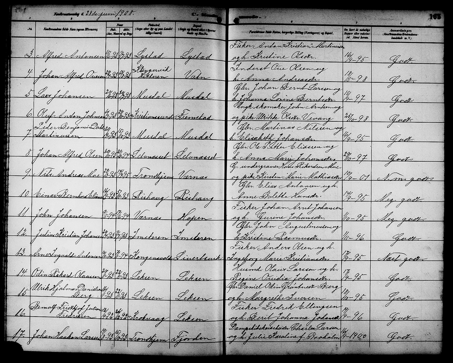 Ministerialprotokoller, klokkerbøker og fødselsregistre - Sør-Trøndelag, AV/SAT-A-1456/662/L0757: Klokkerbok nr. 662C02, 1892-1918, s. 165