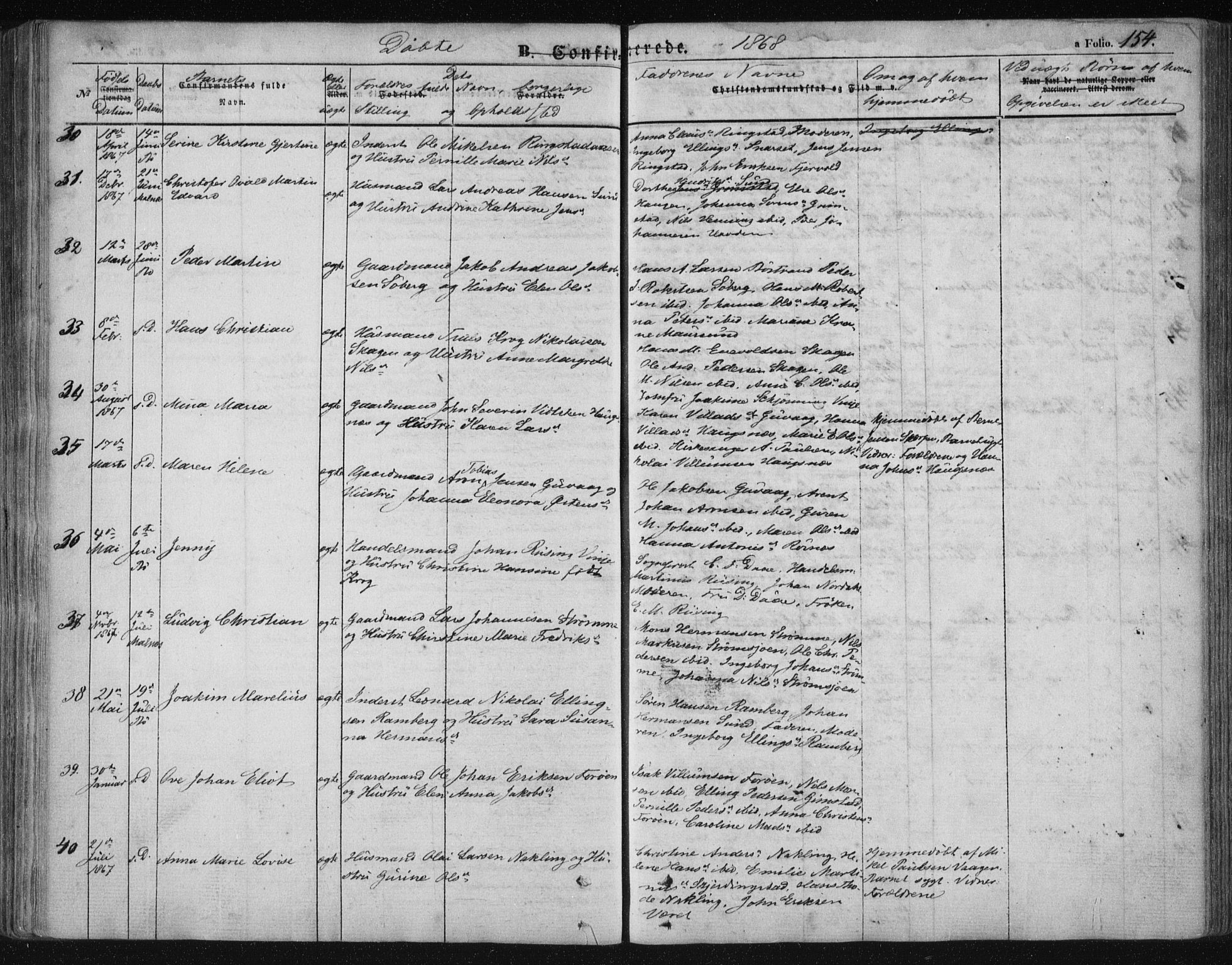 Ministerialprotokoller, klokkerbøker og fødselsregistre - Nordland, SAT/A-1459/891/L1300: Ministerialbok nr. 891A05, 1856-1870, s. 154
