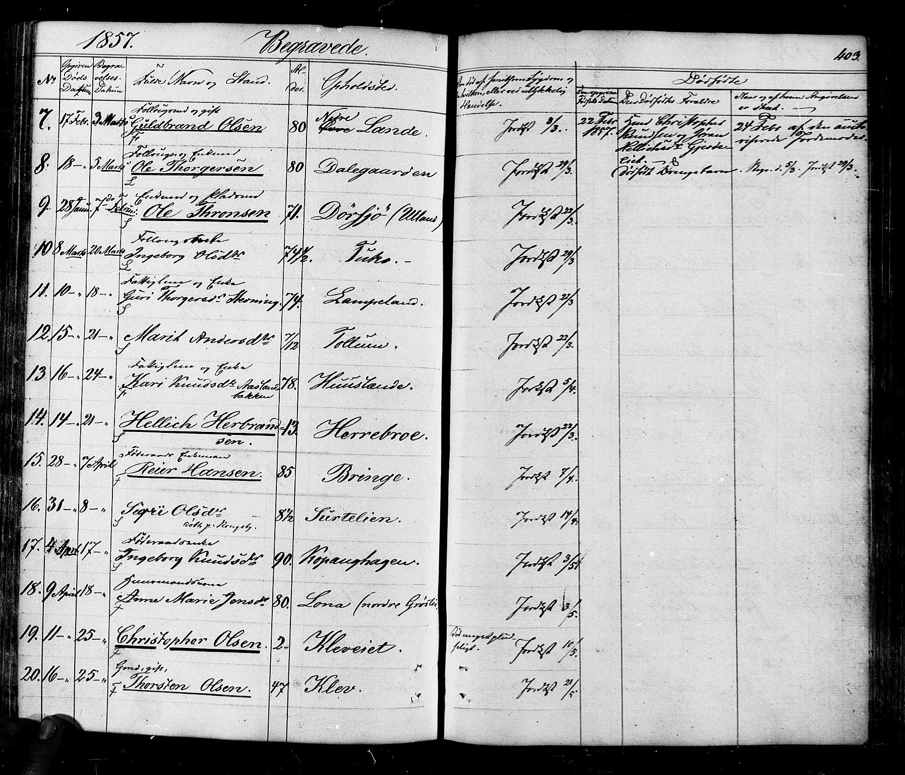 Flesberg kirkebøker, AV/SAKO-A-18/F/Fa/L0006: Ministerialbok nr. I 6, 1834-1860, s. 403