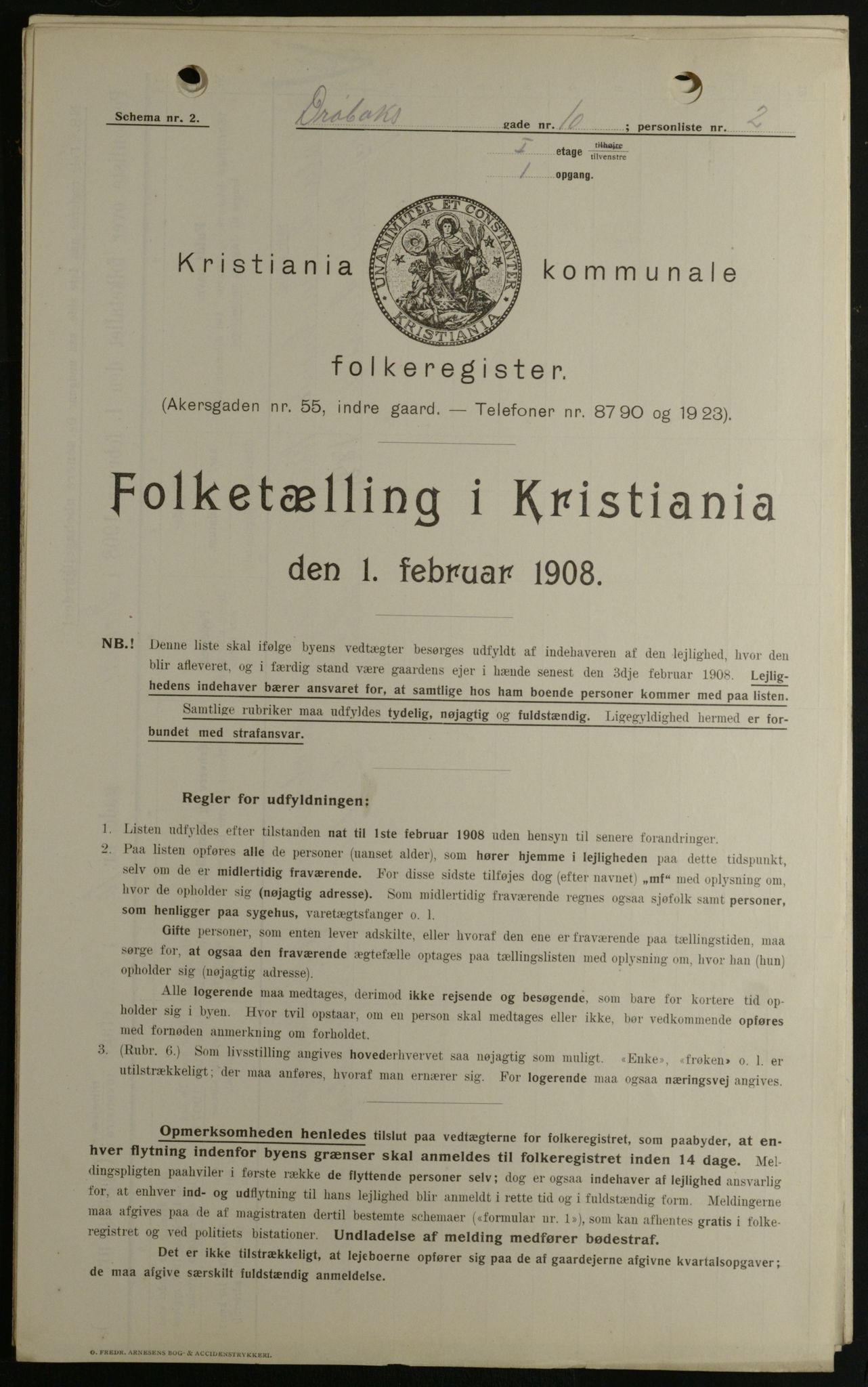 OBA, Kommunal folketelling 1.2.1908 for Kristiania kjøpstad, 1908, s. 16174