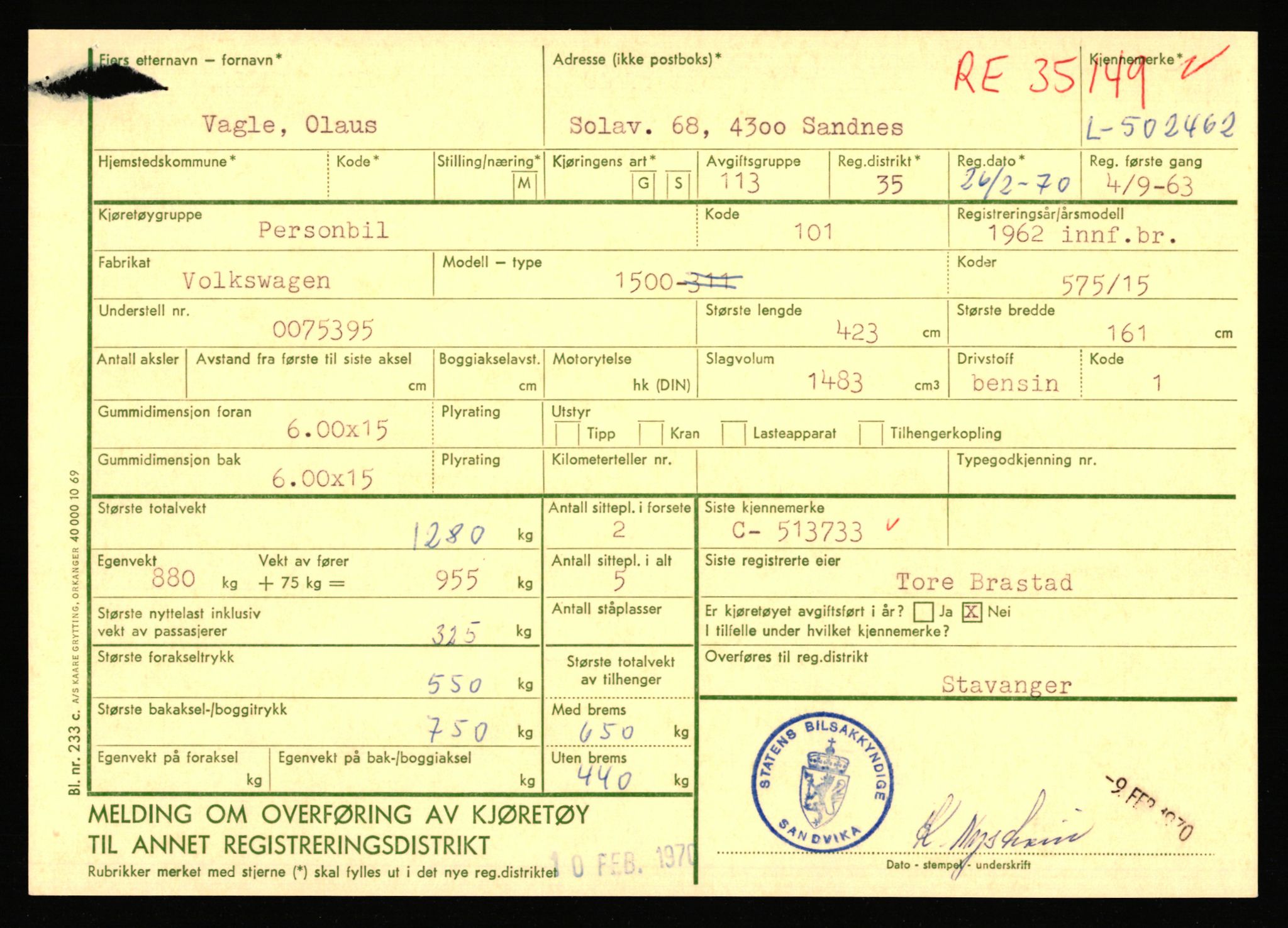 Stavanger trafikkstasjon, AV/SAST-A-101942/0/F/L0077: L-500000 - L-502999, 1930-1971, s. 1765