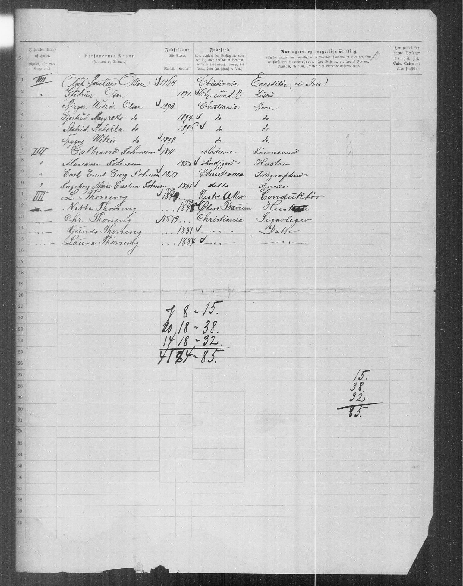 OBA, Kommunal folketelling 31.12.1899 for Kristiania kjøpstad, 1899, s. 16260