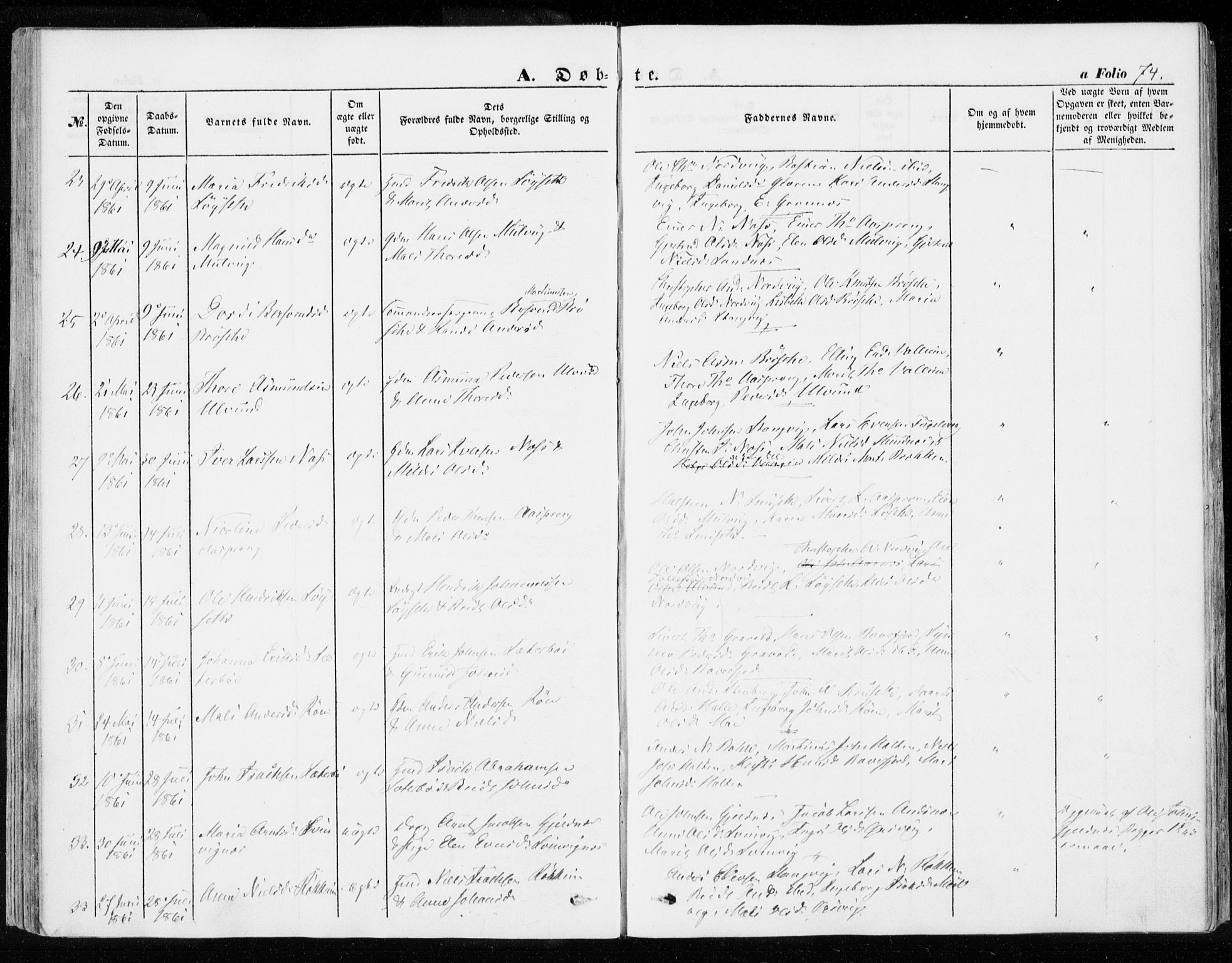 Ministerialprotokoller, klokkerbøker og fødselsregistre - Møre og Romsdal, AV/SAT-A-1454/592/L1026: Ministerialbok nr. 592A04, 1849-1867, s. 74