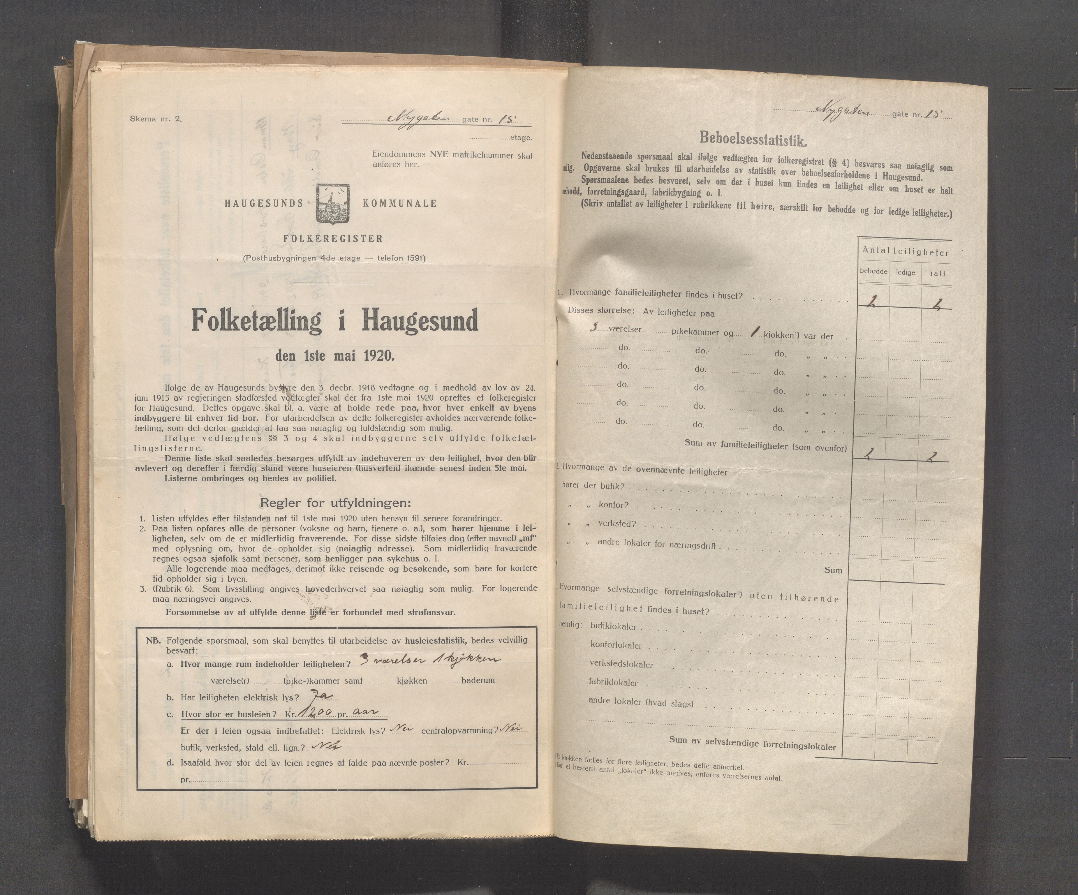 IKAR, Kommunal folketelling 1.5.1920 for Haugesund, 1920, s. 3035