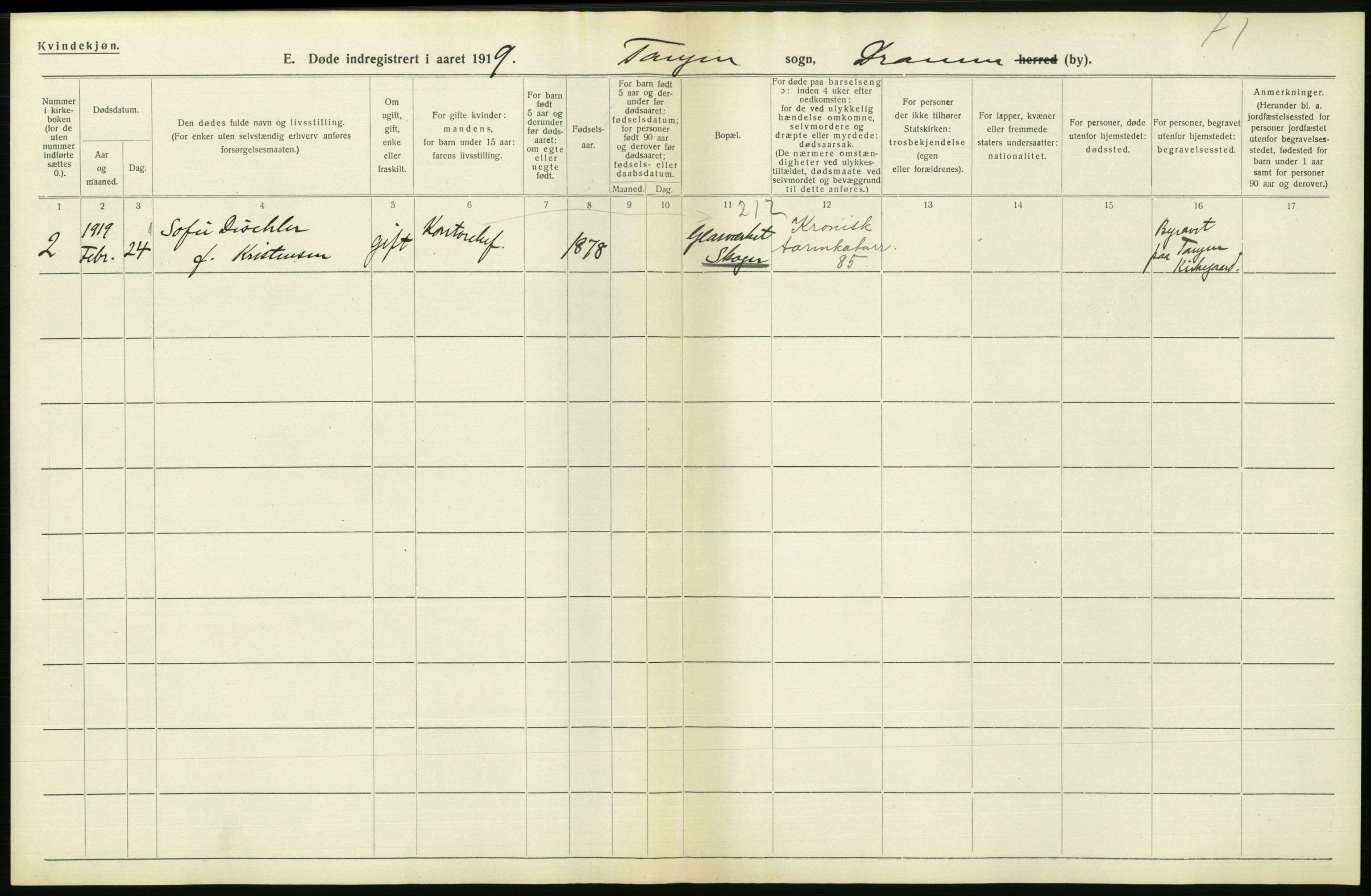 Statistisk sentralbyrå, Sosiodemografiske emner, Befolkning, AV/RA-S-2228/D/Df/Dfb/Dfbi/L0018: Buskerud fylke: Døde. Bygder og byer., 1919, s. 522