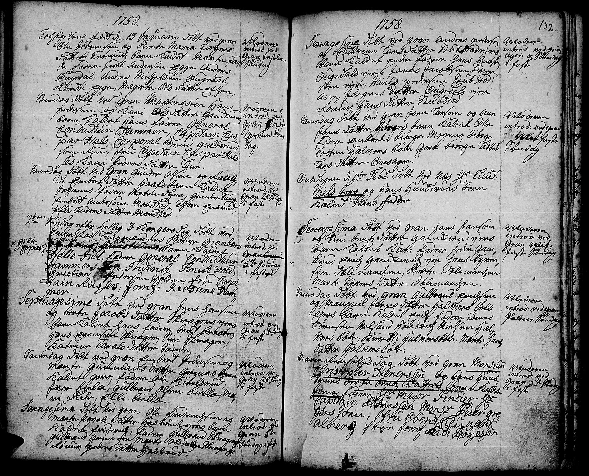 Gran prestekontor, AV/SAH-PREST-112/H/Ha/Haa/L0003: Ministerialbok nr. 3, 1745-1758, s. 132