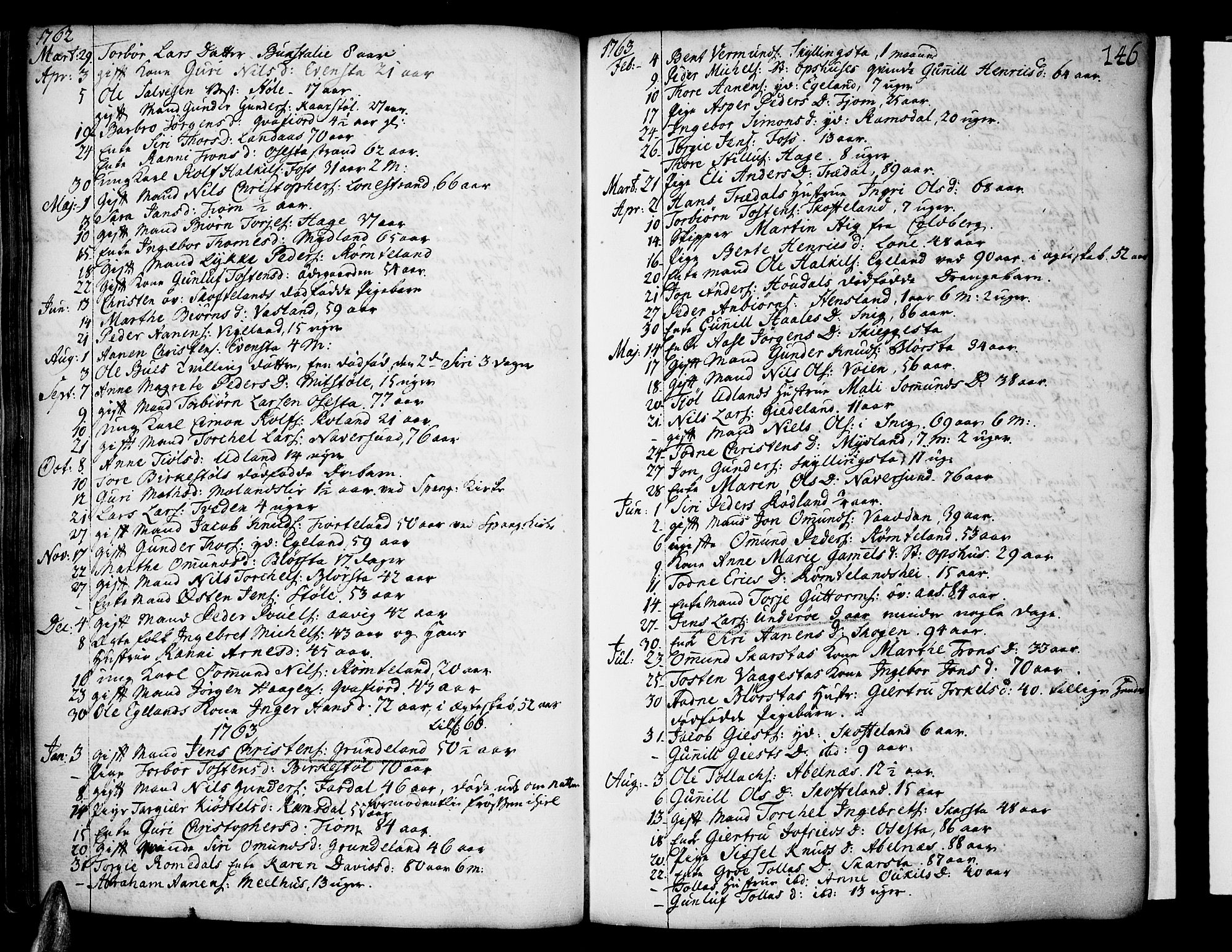 Sør-Audnedal sokneprestkontor, AV/SAK-1111-0039/F/Fa/Fab/L0001: Ministerialbok nr. A 1 /1, 1726-1766, s. 146