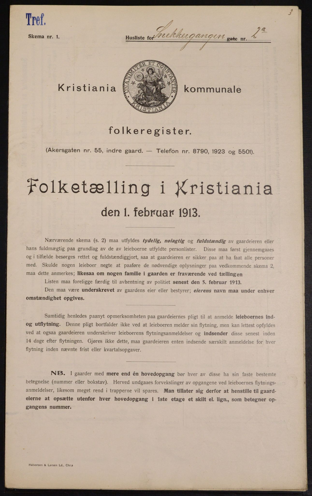 OBA, Kommunal folketelling 1.2.1913 for Kristiania, 1913, s. 97964