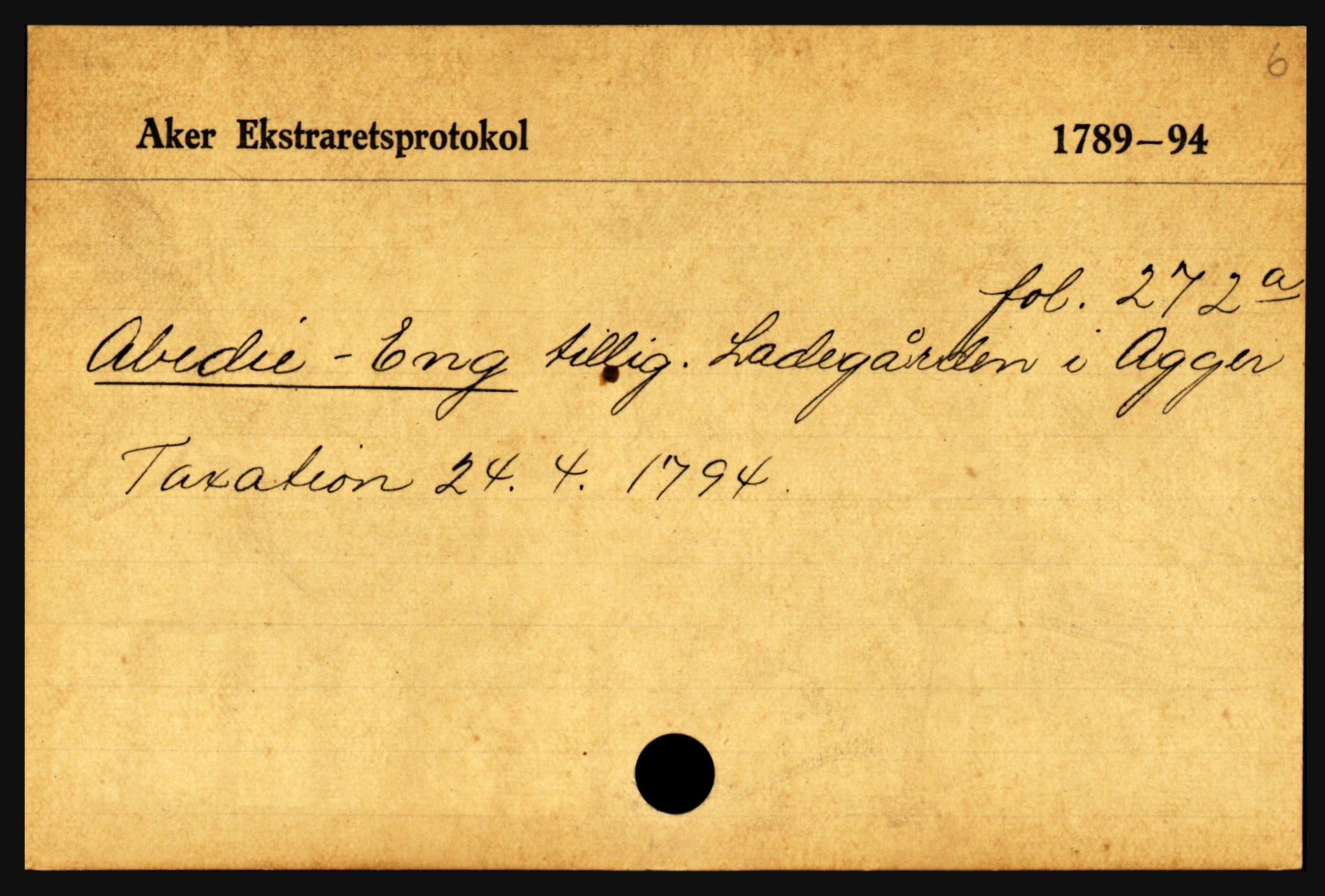 Statsarkivet i Oslo, AV/SAO-A-10621/Z/Zb/L0001: Aker (Abbediengen - Fossum), s. 2