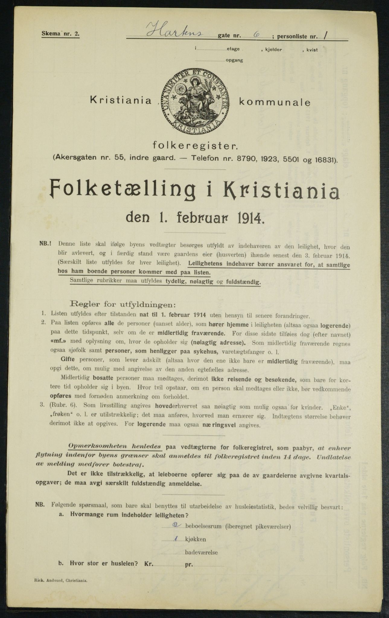 OBA, Kommunal folketelling 1.2.1914 for Kristiania, 1914, s. 41485