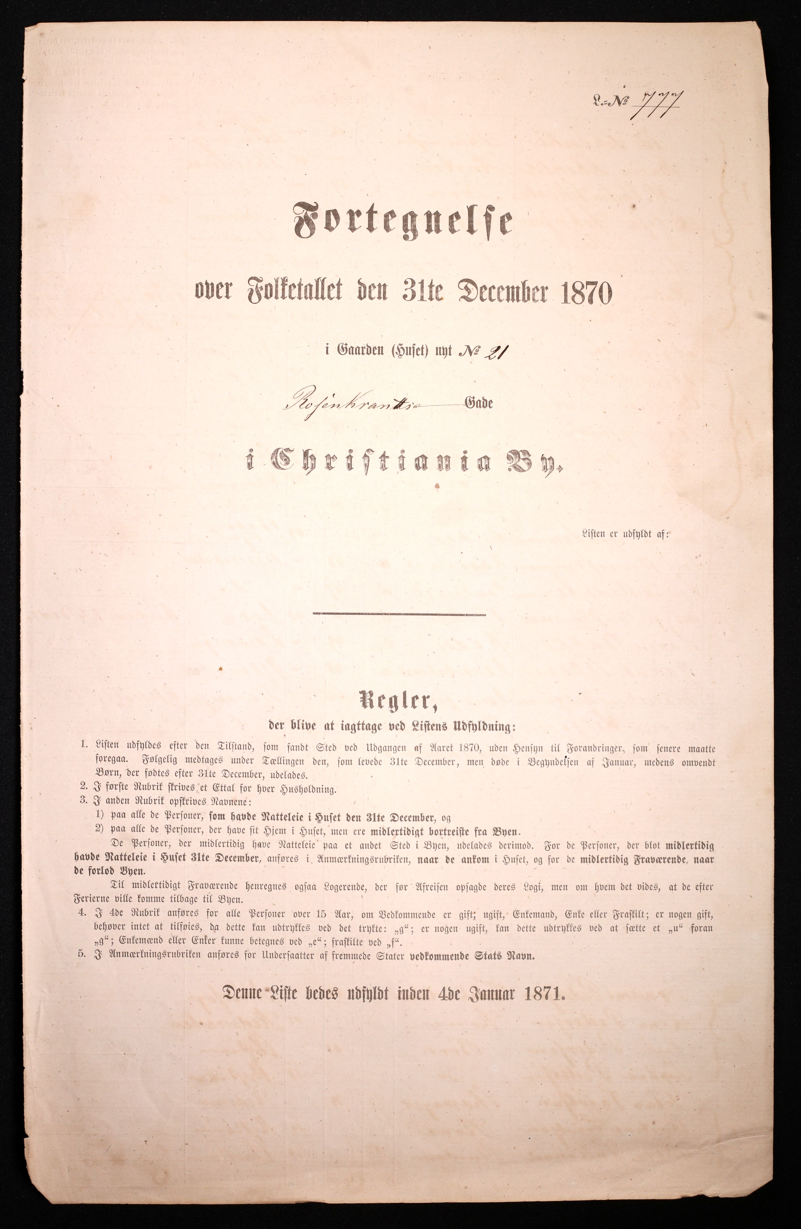RA, Folketelling 1870 for 0301 Kristiania kjøpstad, 1870, s. 2911