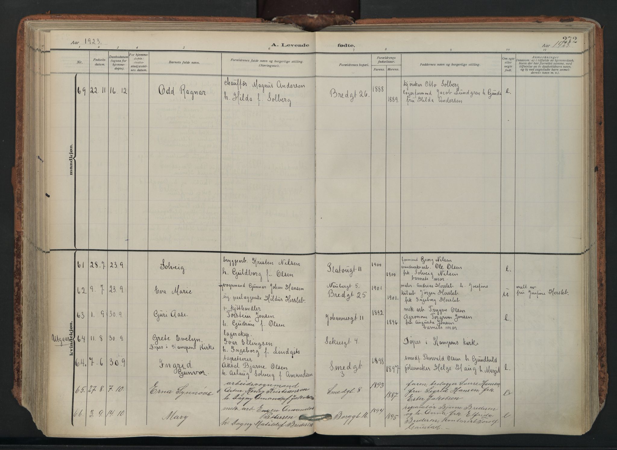 Grønland prestekontor Kirkebøker, AV/SAO-A-10848/F/Fa/L0018: Ministerialbok nr. 18, 1911-1945, s. 272