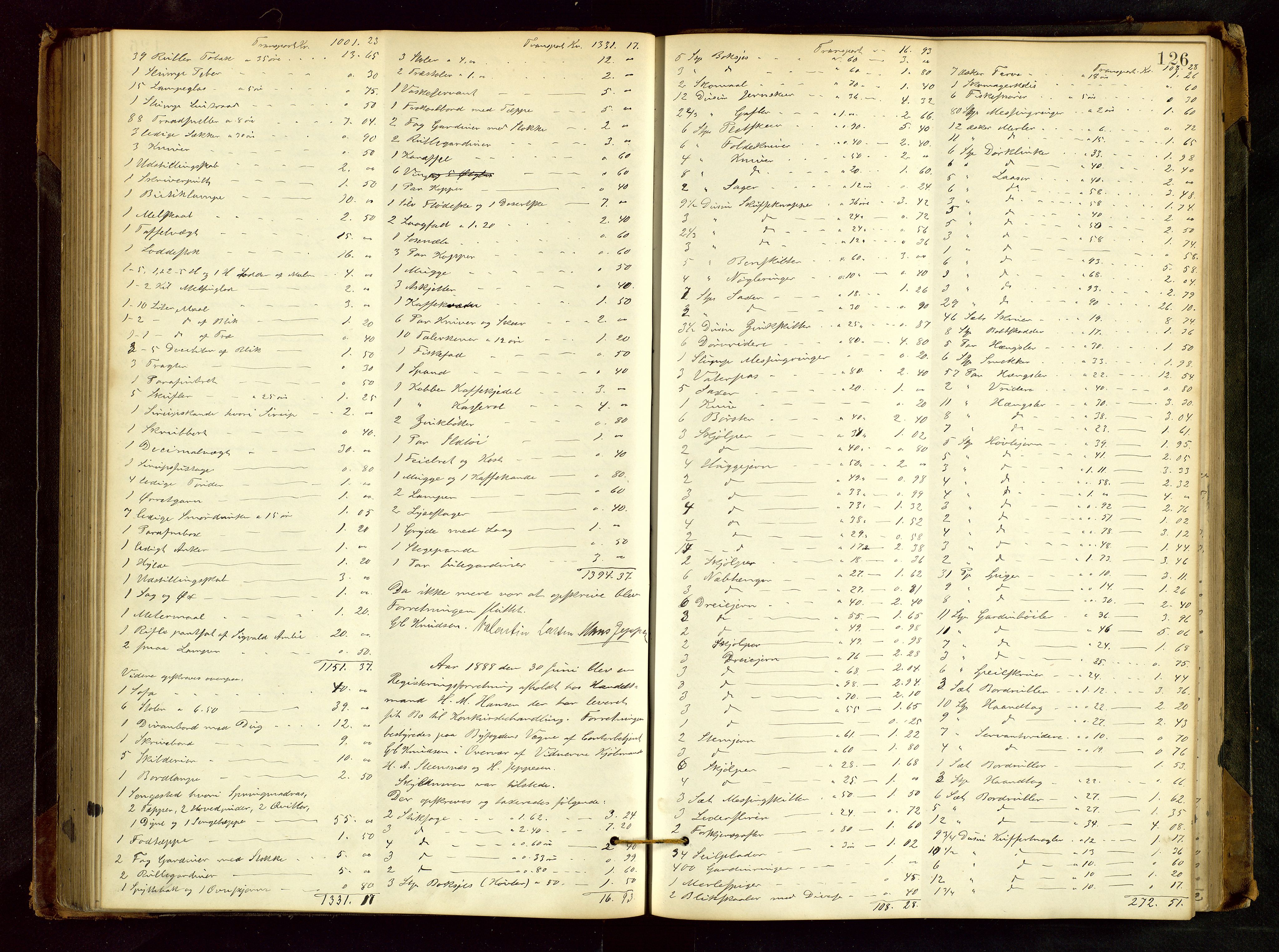 Haugesund tingrett, SAST/A-101415/01/IV/IVB/L0002: Skifteregistreringsprotokoll, med register, 1879-1898, s. 125b-126a