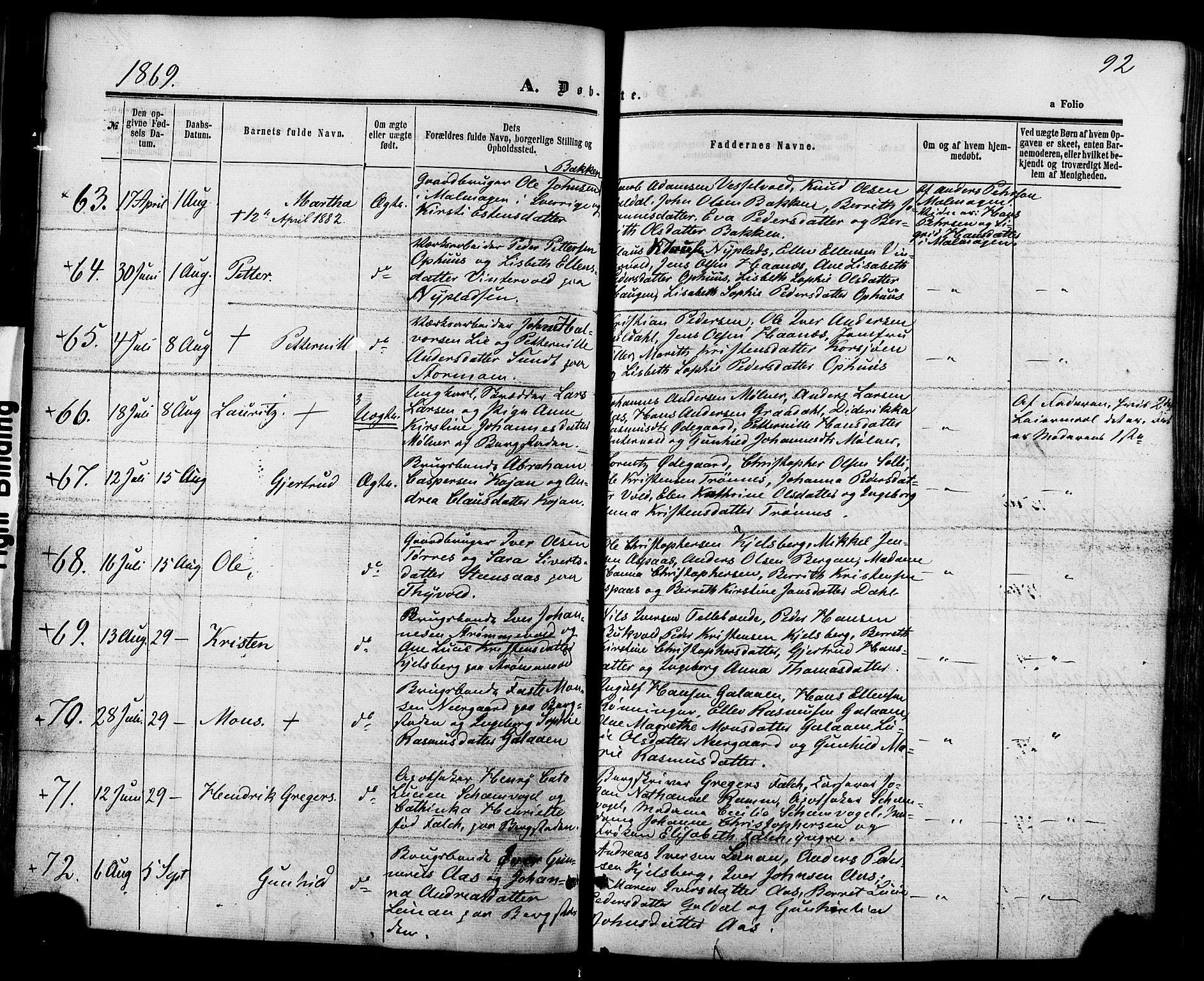 Ministerialprotokoller, klokkerbøker og fødselsregistre - Sør-Trøndelag, SAT/A-1456/681/L0932: Ministerialbok nr. 681A10, 1860-1878, s. 92