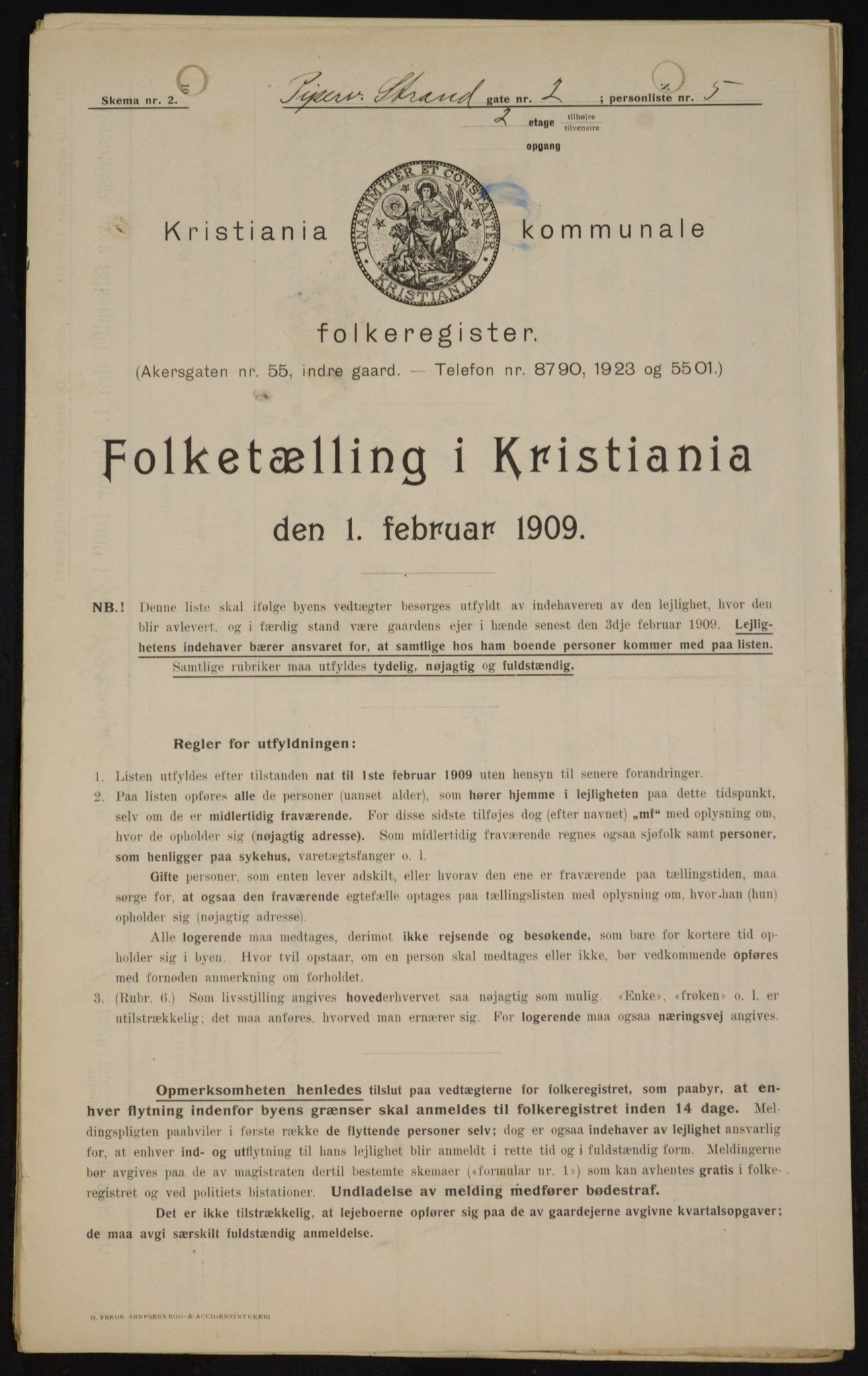 OBA, Kommunal folketelling 1.2.1909 for Kristiania kjøpstad, 1909, s. 93817