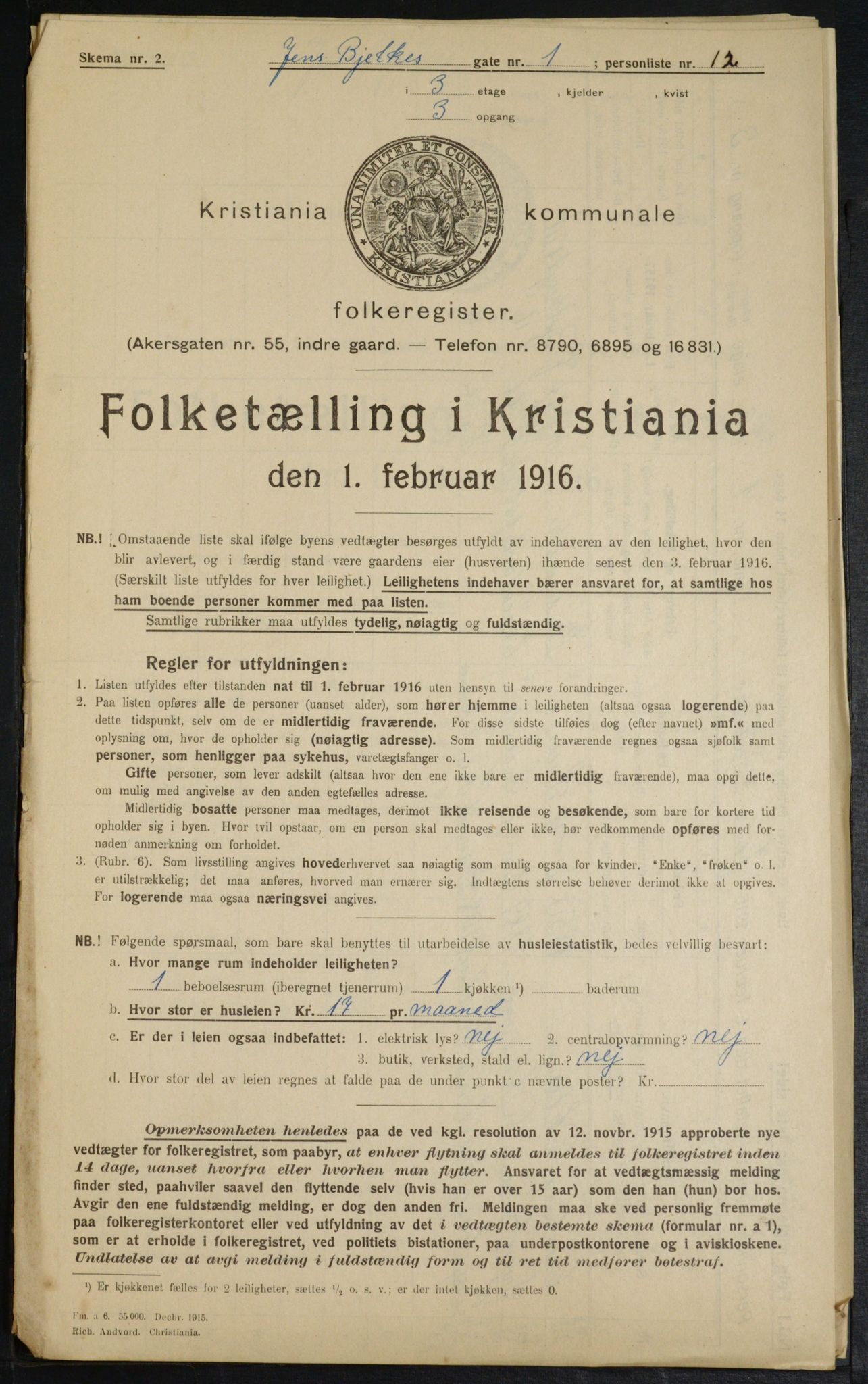 OBA, Kommunal folketelling 1.2.1916 for Kristiania, 1916, s. 46548