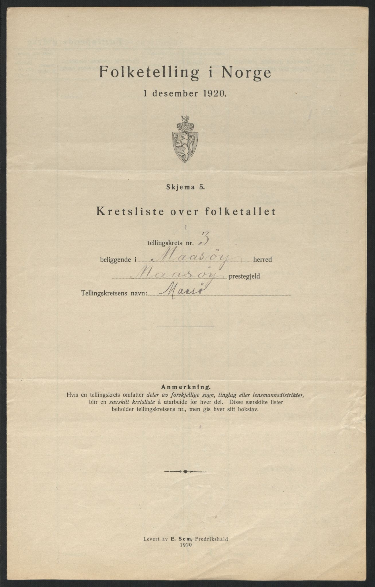 SATØ, Folketelling 1920 for 2018 Måsøy herred, 1920, s. 13