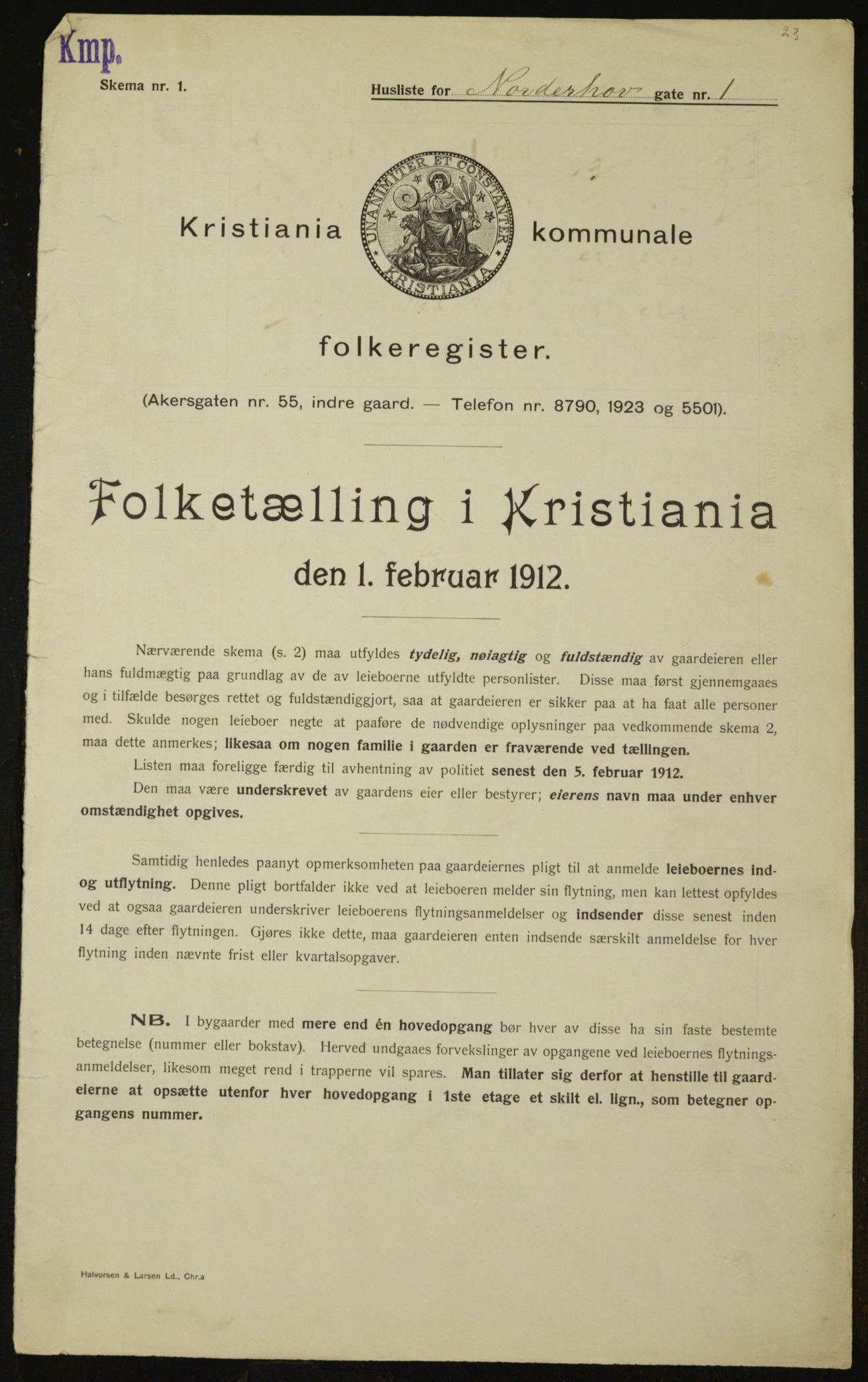 OBA, Kommunal folketelling 1.2.1912 for Kristiania, 1912, s. 73062