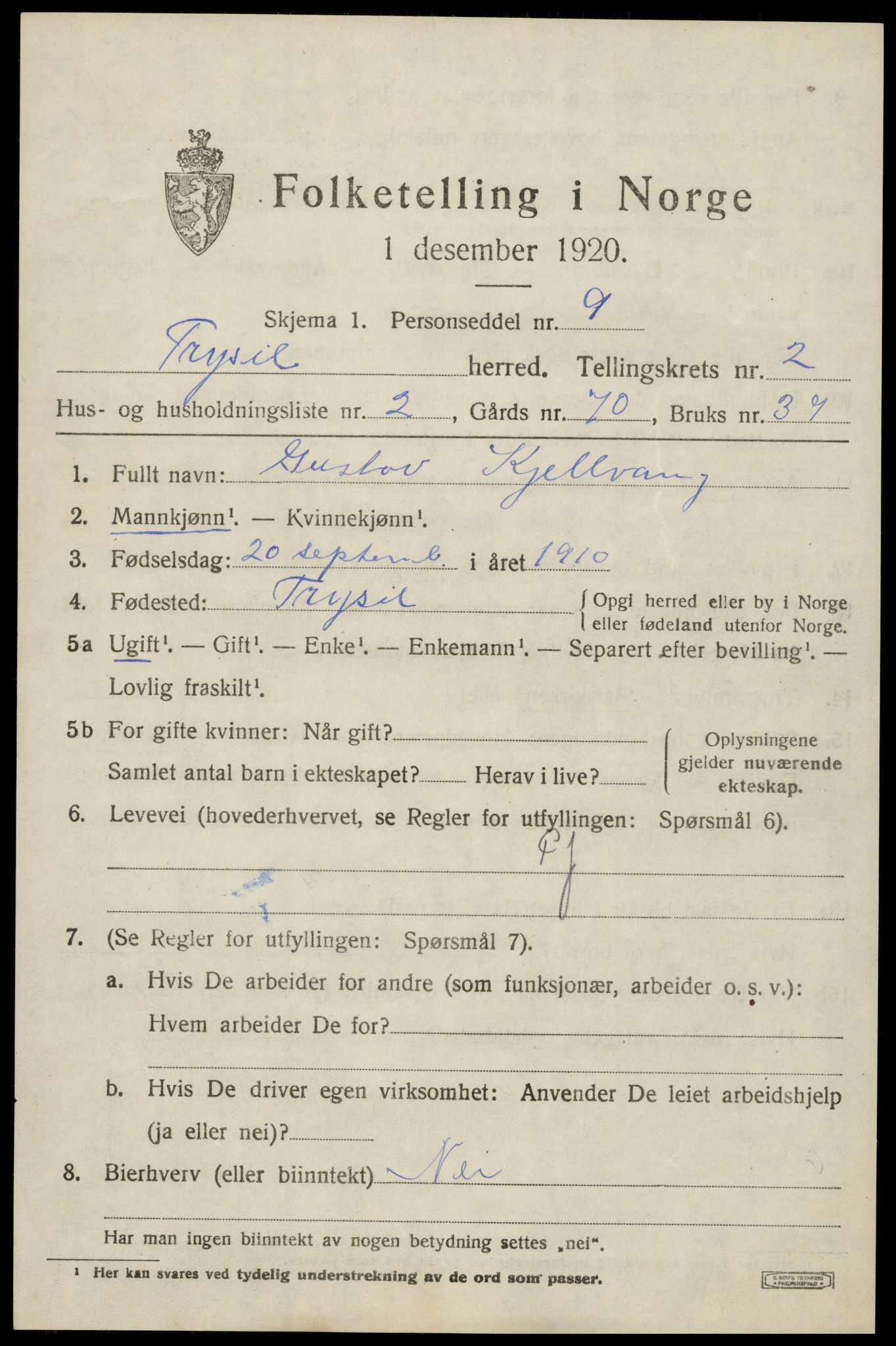SAH, Folketelling 1920 for 0428 Trysil herred, 1920, s. 3115