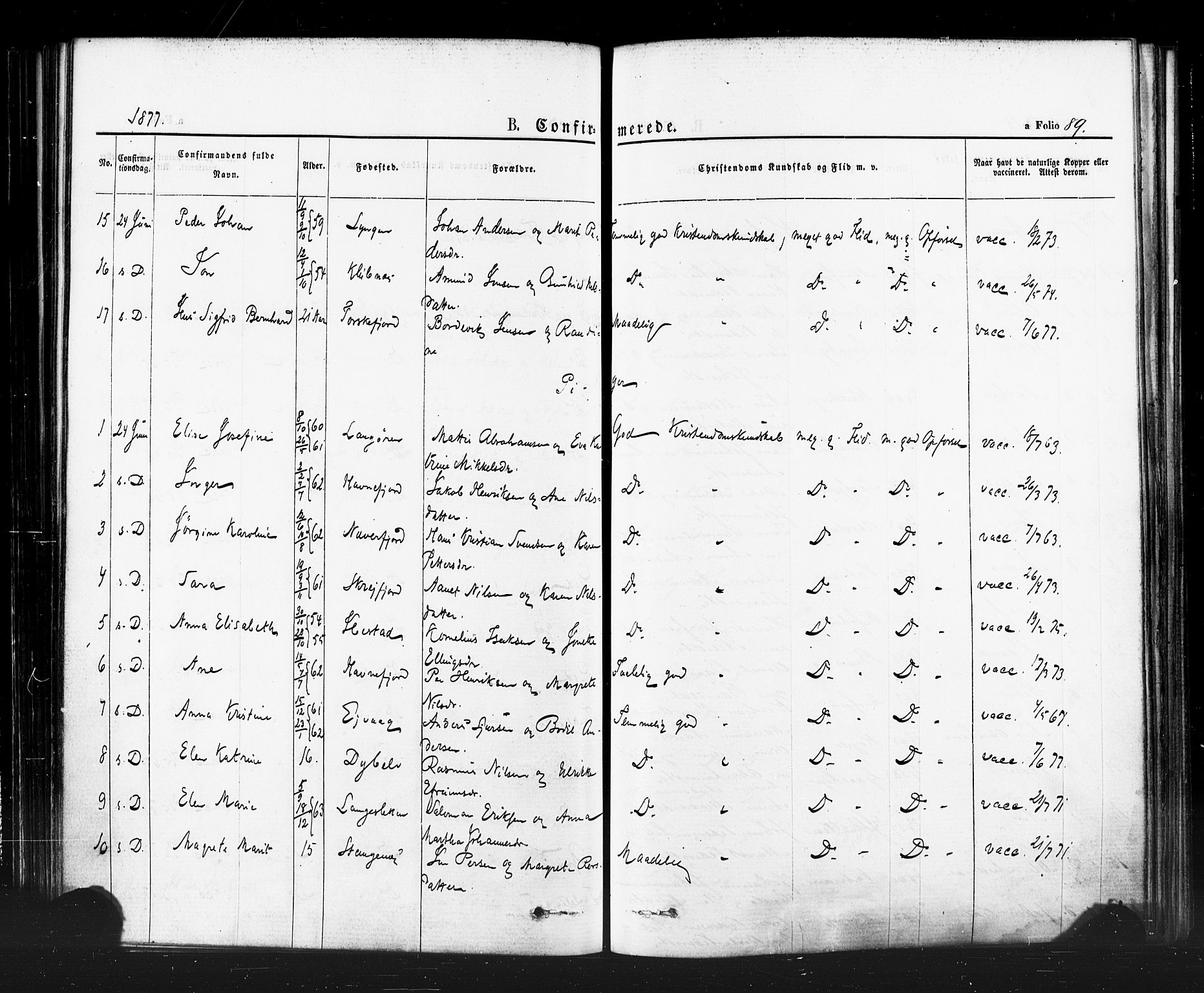 Hammerfest sokneprestkontor, SATØ/S-1347/H/Ha/L0007.kirke: Ministerialbok nr. 7, 1869-1884, s. 89