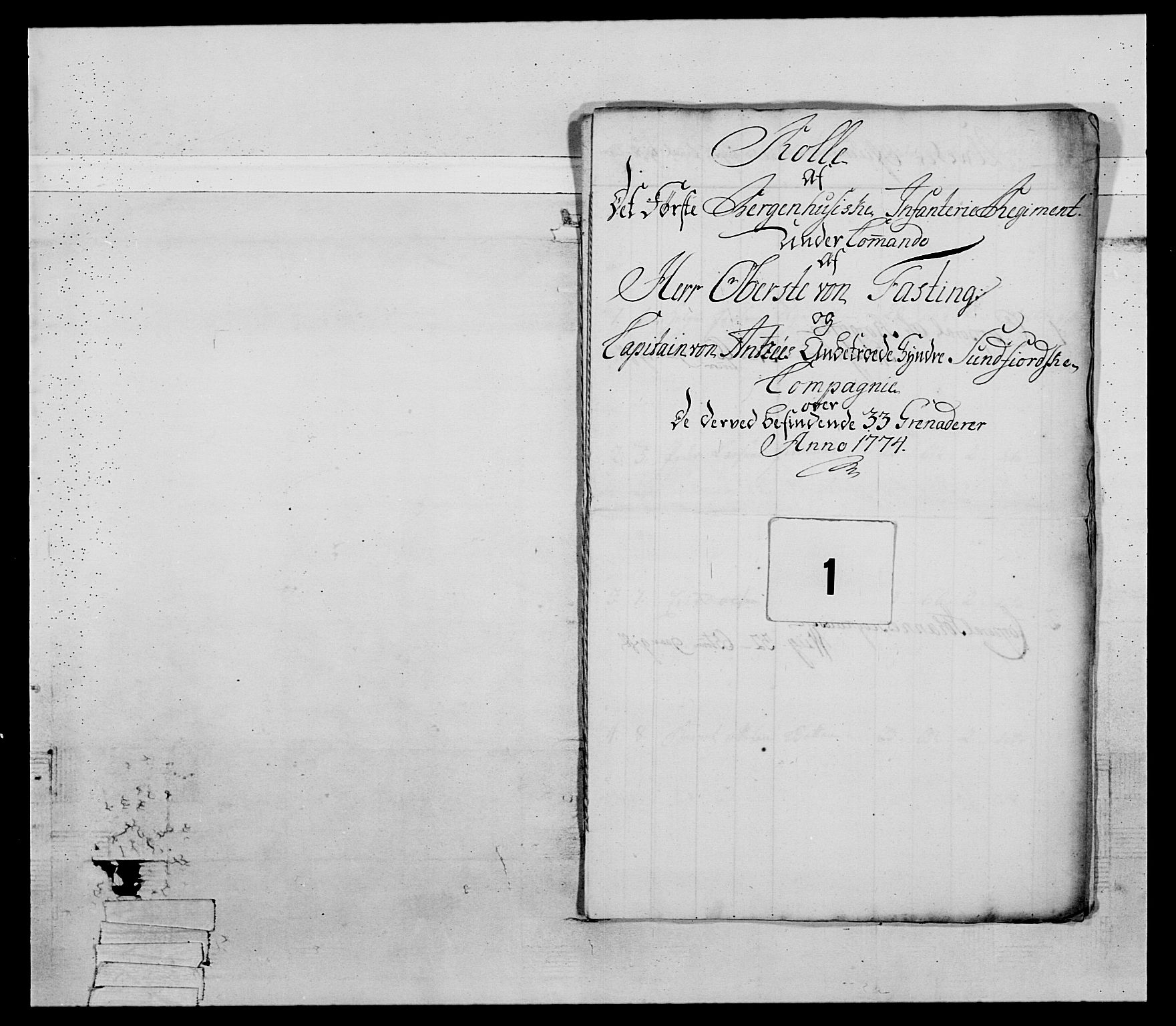 Generalitets- og kommissariatskollegiet, Det kongelige norske kommissariatskollegium, AV/RA-EA-5420/E/Eh/L0090: 1. Bergenhusiske nasjonale infanteriregiment, 1774-1780, s. 11