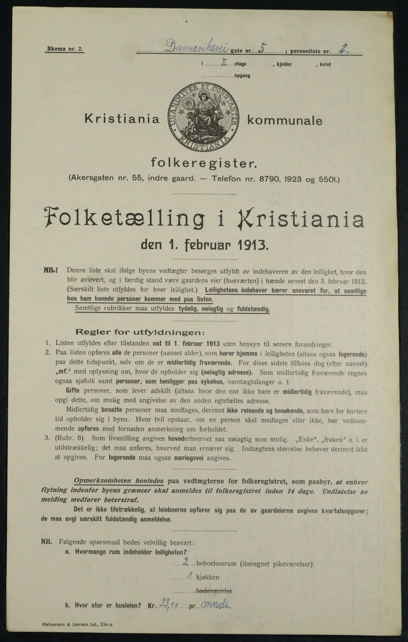 OBA, Kommunal folketelling 1.2.1913 for Kristiania, 1913, s. 15119