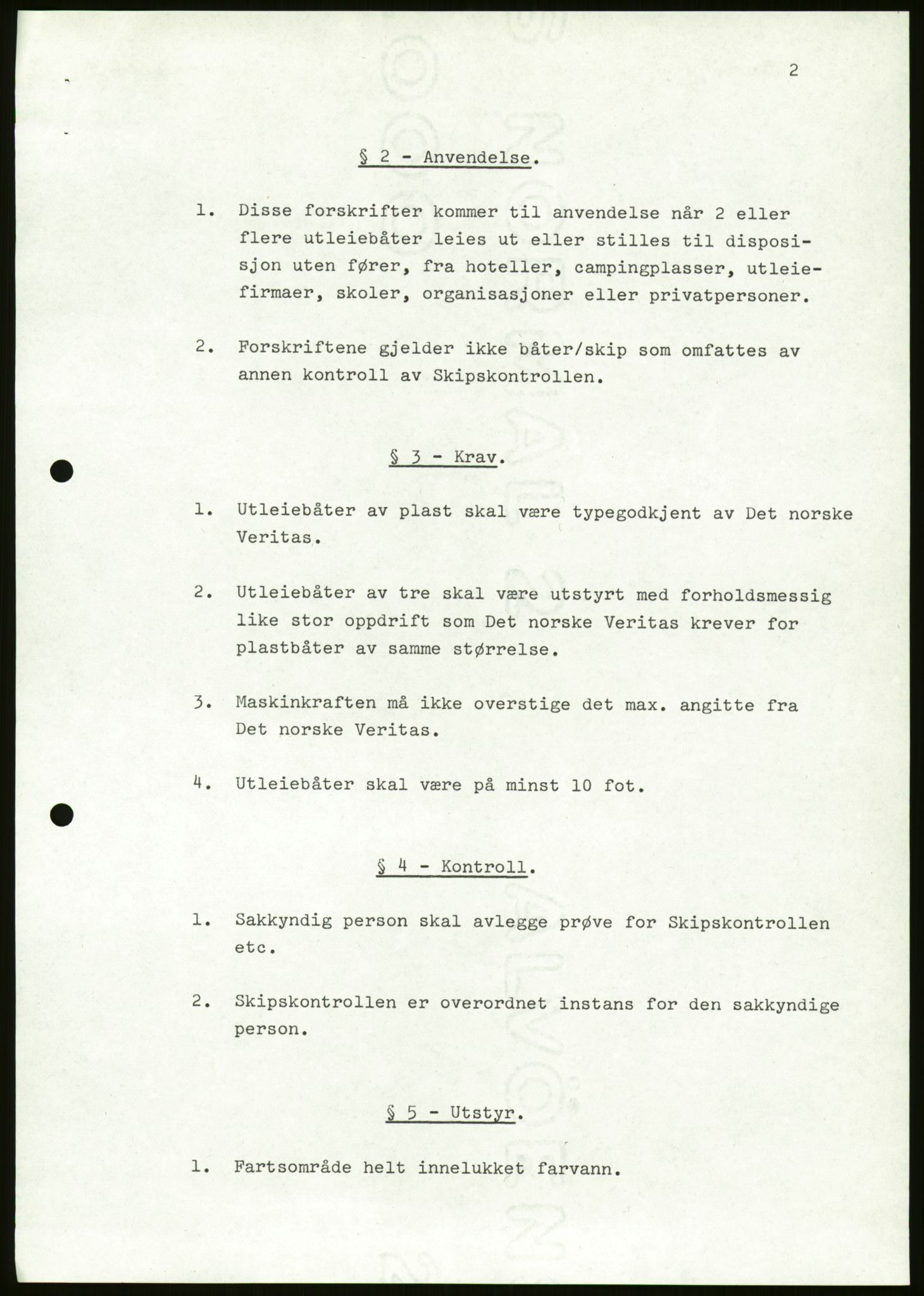 Sjøfartsdirektoratet med forløpere, generelt arkiv, AV/RA-S-1407/D/Du/Duc/L0642/0001: Skipskontrollen - Forskrifter / Forskrift om utleiebåter (2 mapper), 1978-1987, s. 109