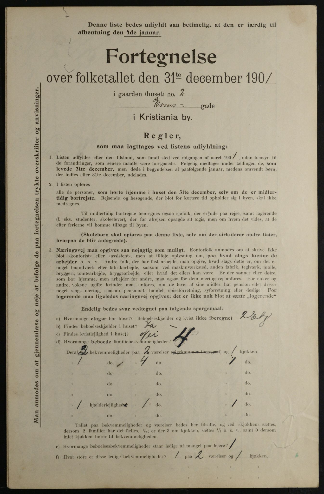 OBA, Kommunal folketelling 31.12.1901 for Kristiania kjøpstad, 1901, s. 3699