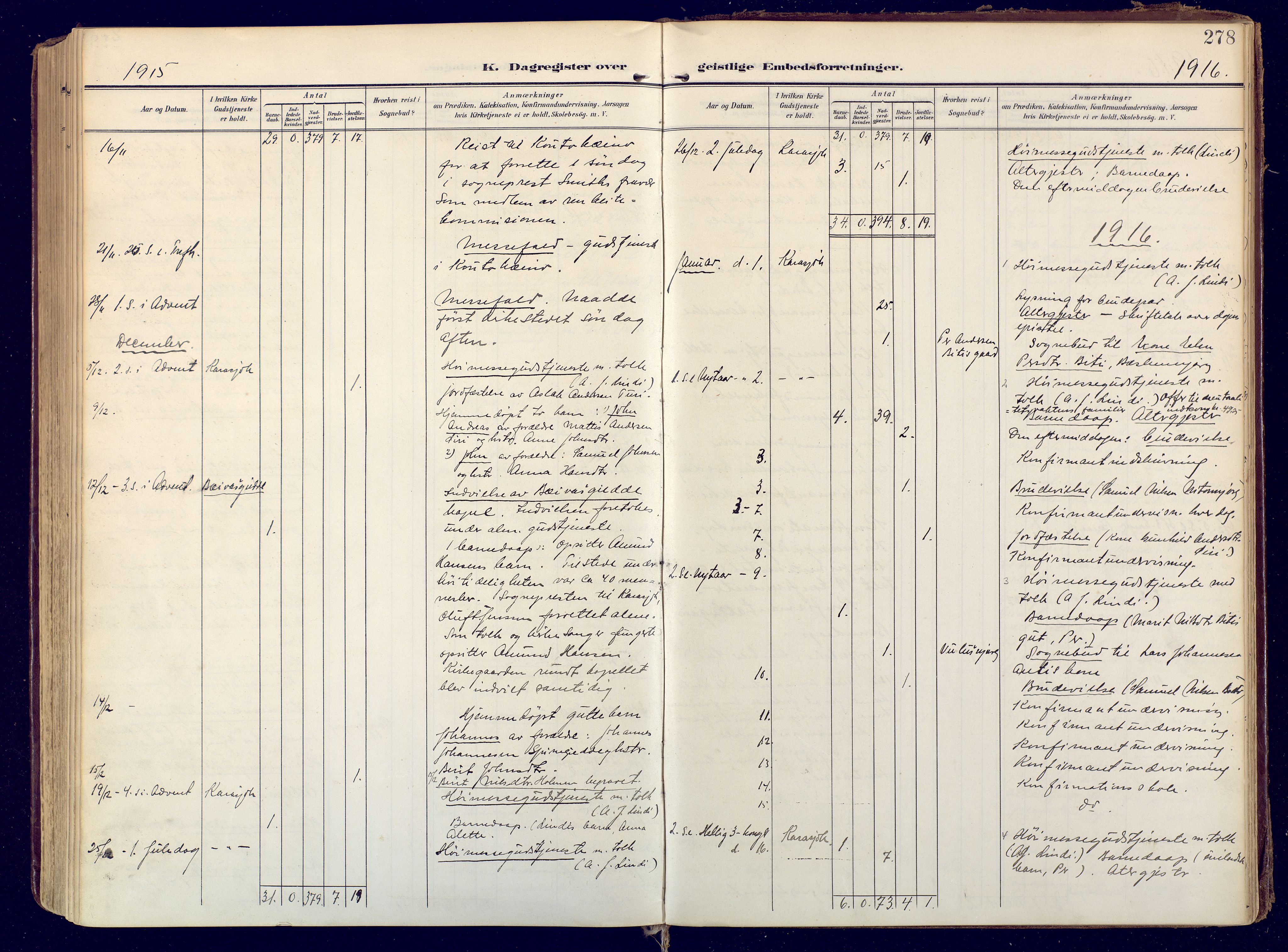 Karasjok sokneprestkontor, SATØ/S-1352/H/Ha: Ministerialbok nr. 3, 1907-1926, s. 278