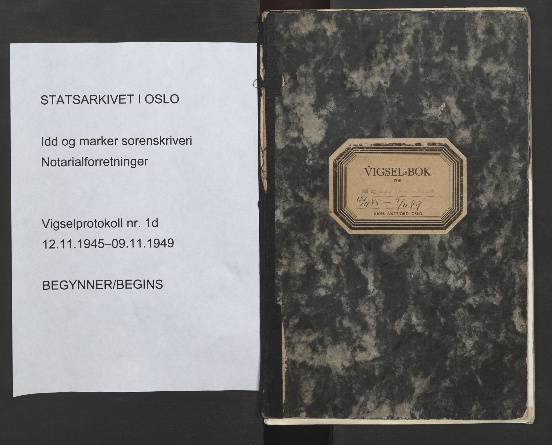 Idd og Marker sorenskriveri, SAO/A-10283/L/Lc/L0001/0004: Vigselsbøker / Vigselsbok, 1945-1949