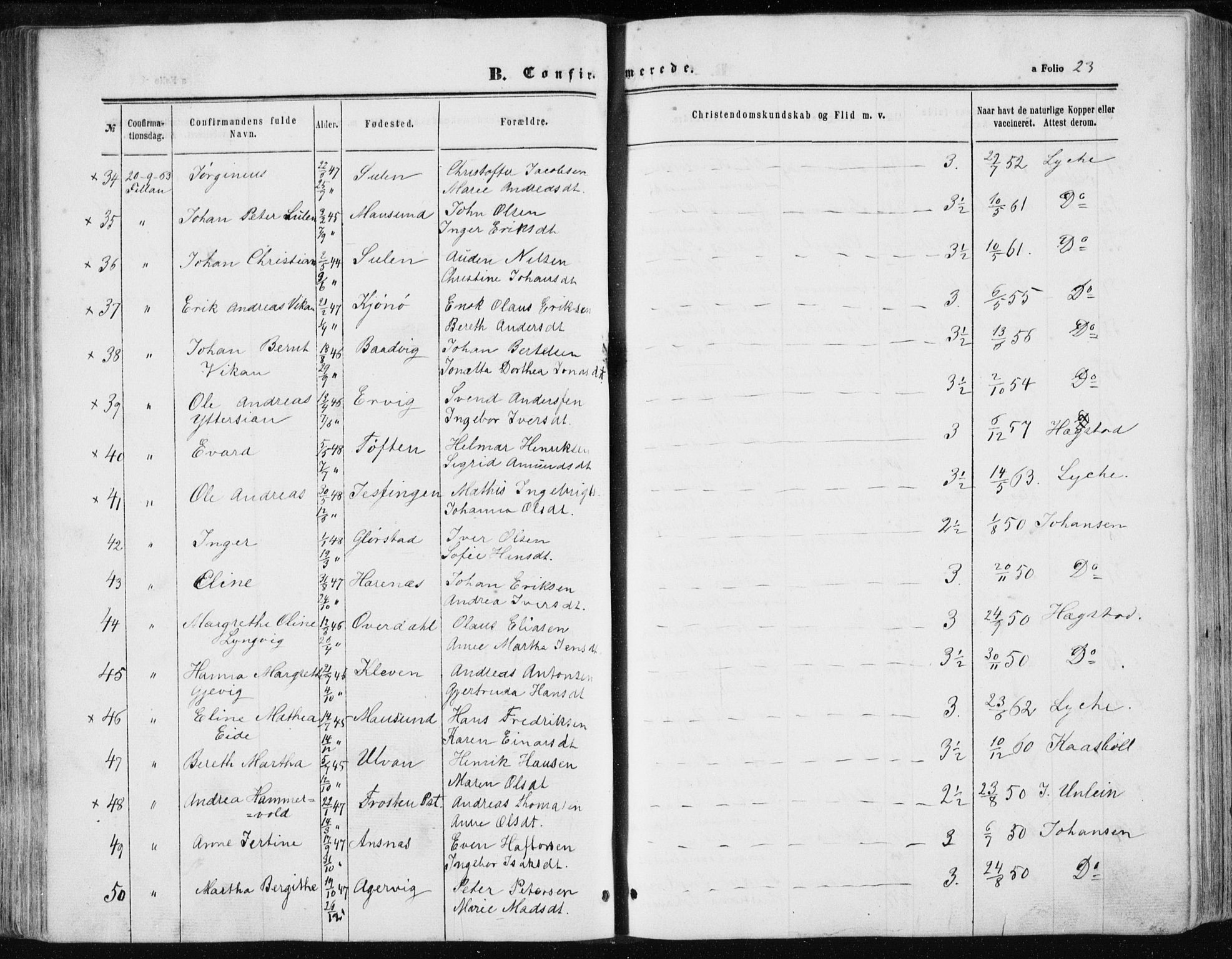 Ministerialprotokoller, klokkerbøker og fødselsregistre - Sør-Trøndelag, SAT/A-1456/634/L0531: Ministerialbok nr. 634A07, 1861-1870, s. 23