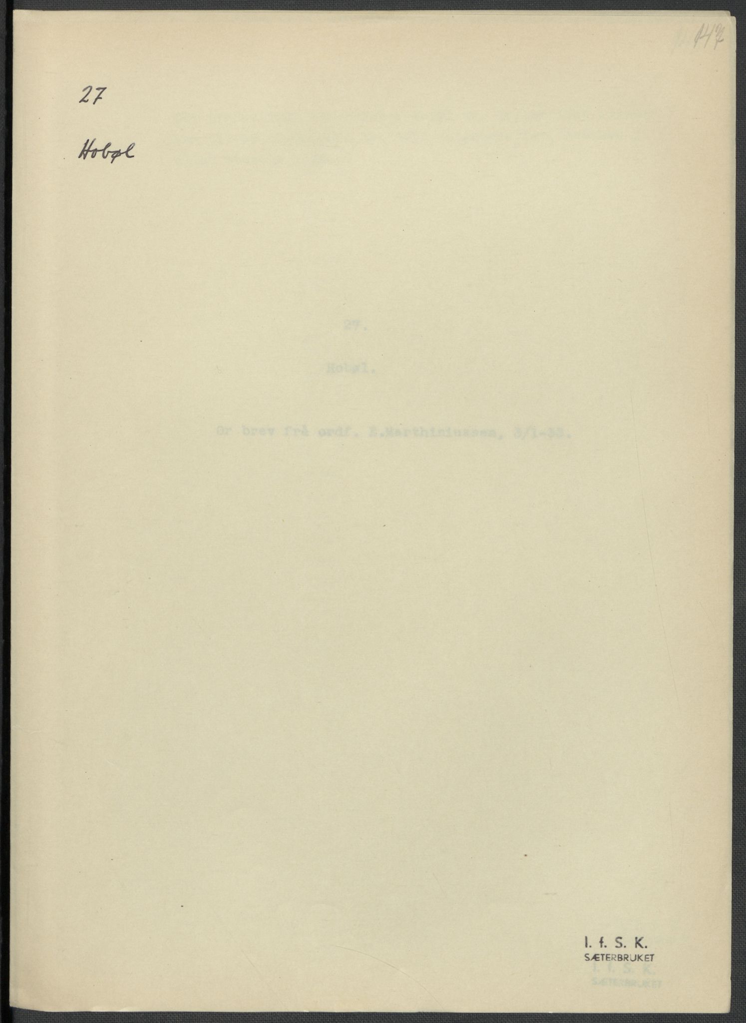 Instituttet for sammenlignende kulturforskning, AV/RA-PA-0424/F/Fc/L0002/0001: Eske B2: / Østfold (perm I), 1932-1935, s. 147