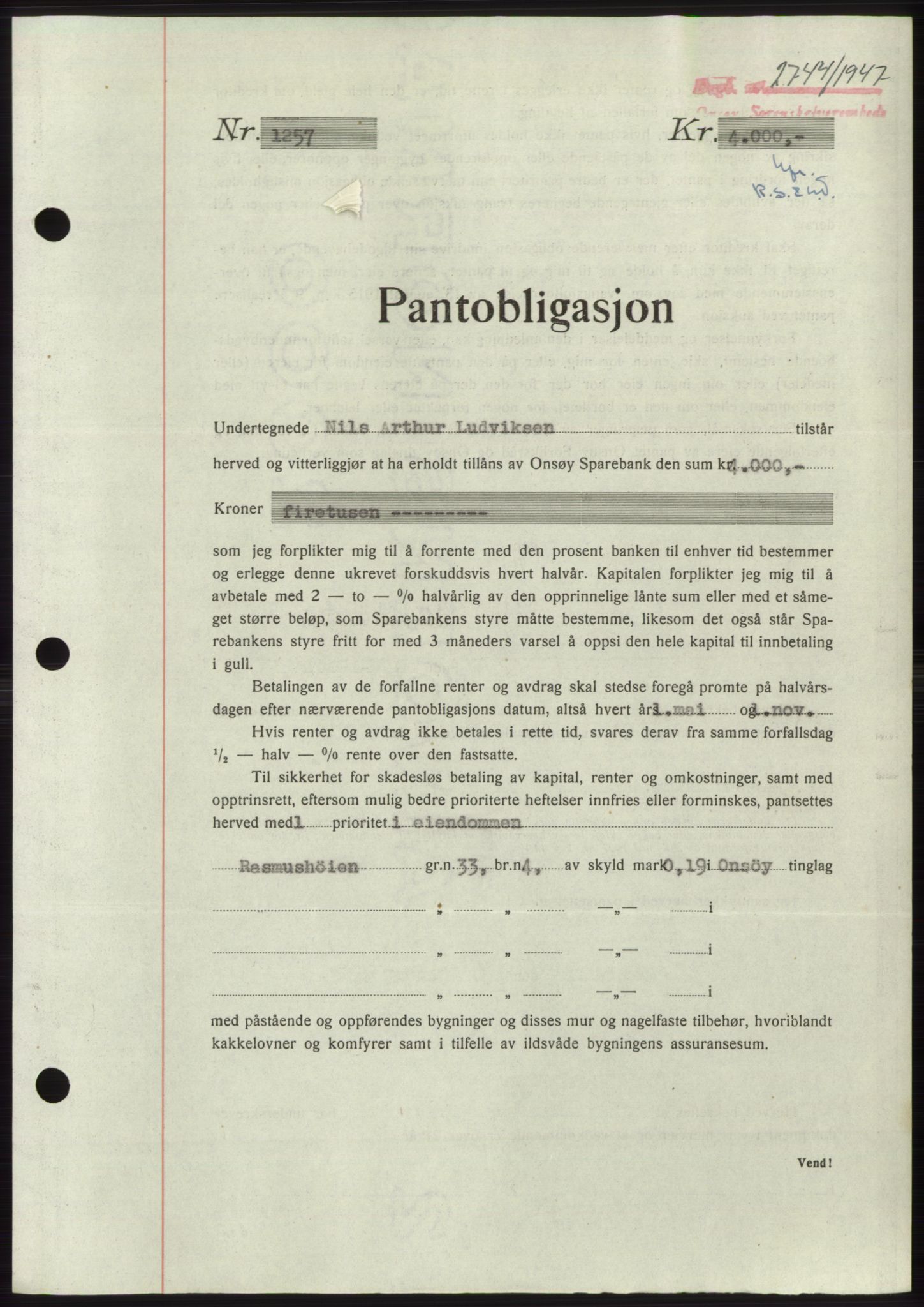 Onsøy sorenskriveri, SAO/A-10474/G/Ga/Gac/L0006: Pantebok nr. B 12-6, 1947-1948, Dagboknr: 2744/1947