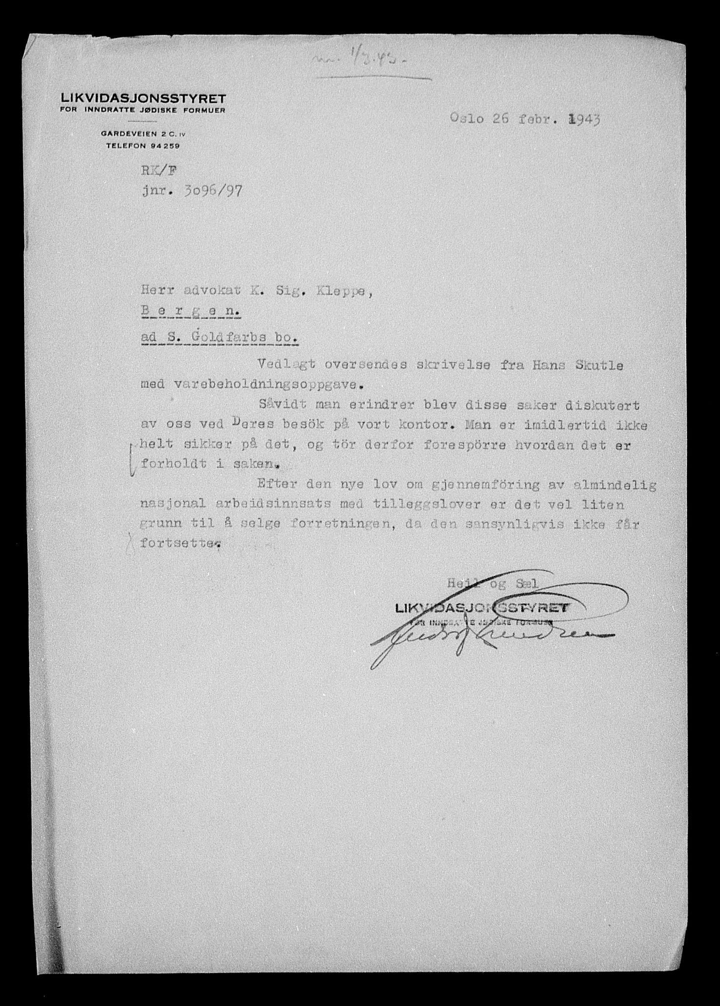 Justisdepartementet, Tilbakeføringskontoret for inndratte formuer, AV/RA-S-1564/H/Hc/Hcd/L0996: --, 1945-1947, s. 403