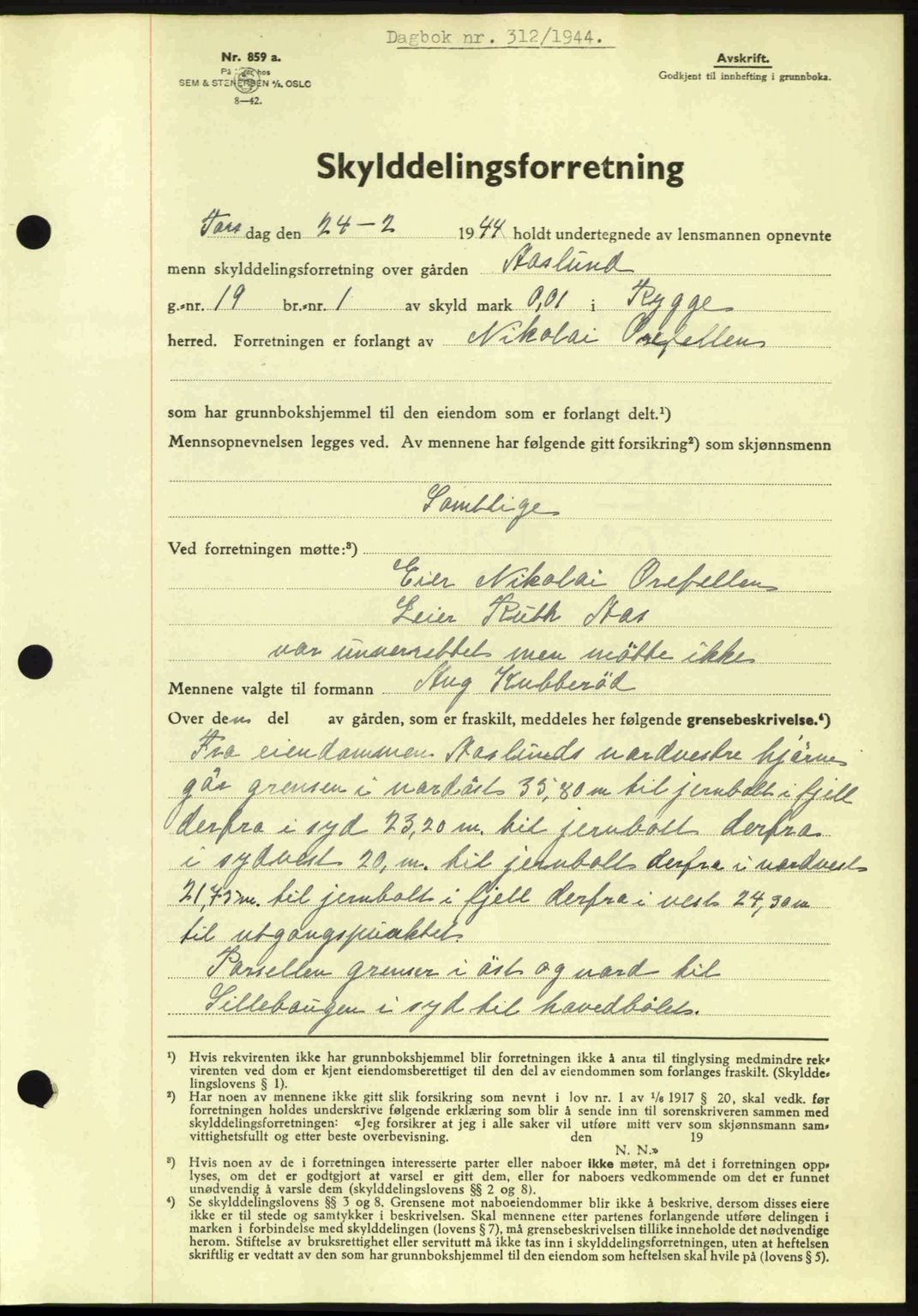 Moss sorenskriveri, SAO/A-10168: Pantebok nr. A12, 1943-1944, Dagboknr: 312/1944