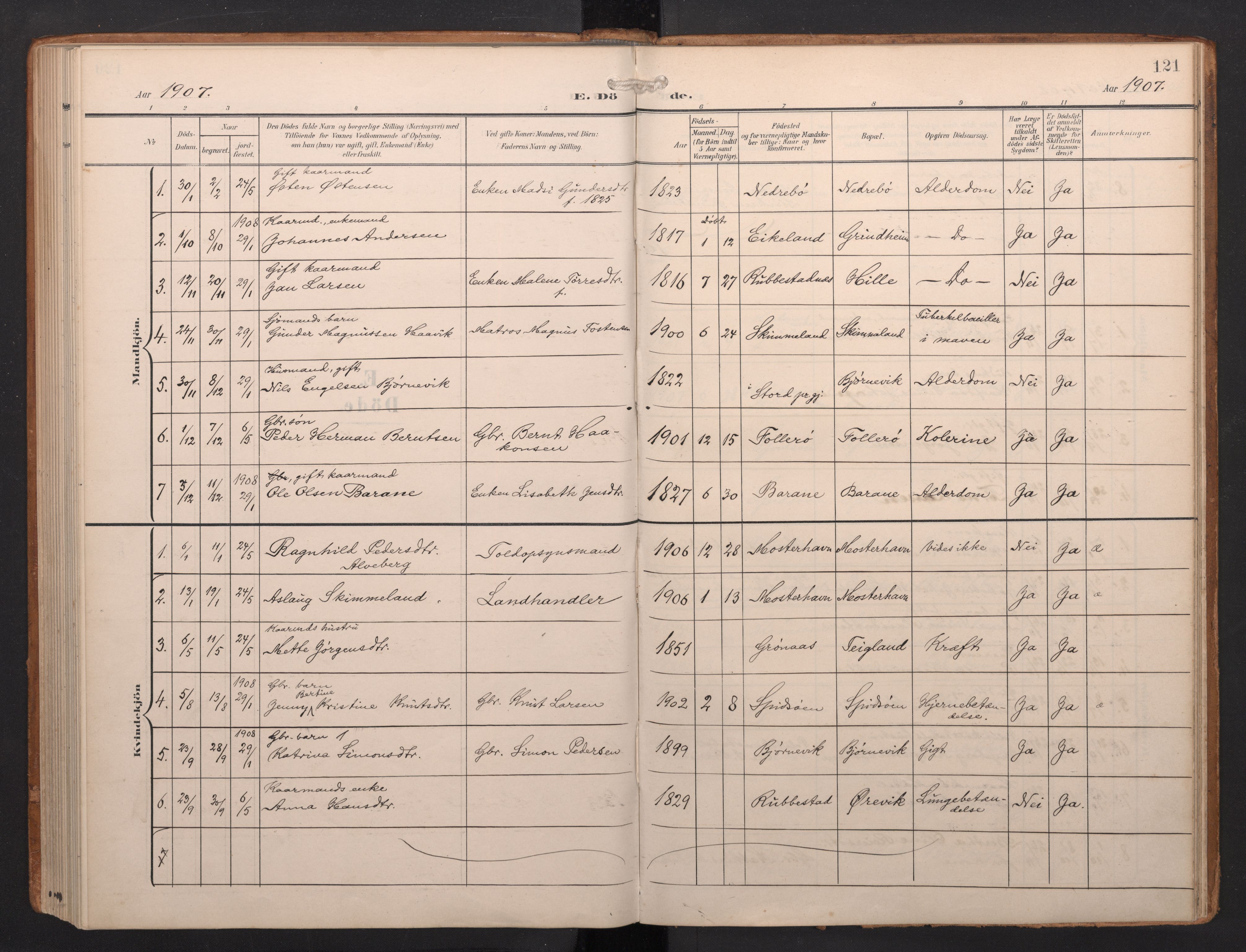 Finnås sokneprestembete, AV/SAB-A-99925/H/Ha/Haa/Haab/L0003: Ministerialbok nr. B 3, 1907-1923, s. 121