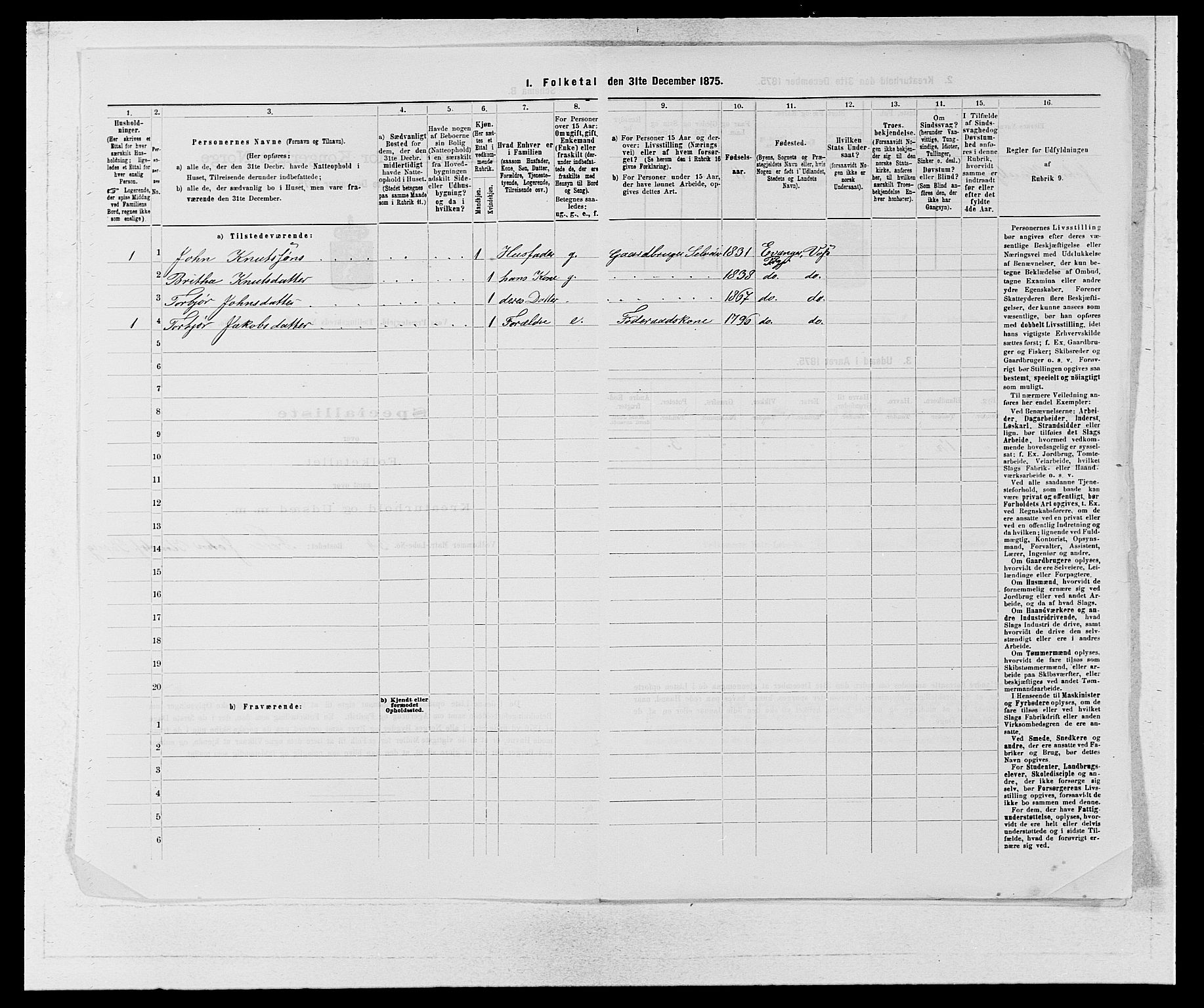 SAB, Folketelling 1875 for 1235P Voss prestegjeld, 1875, s. 1769