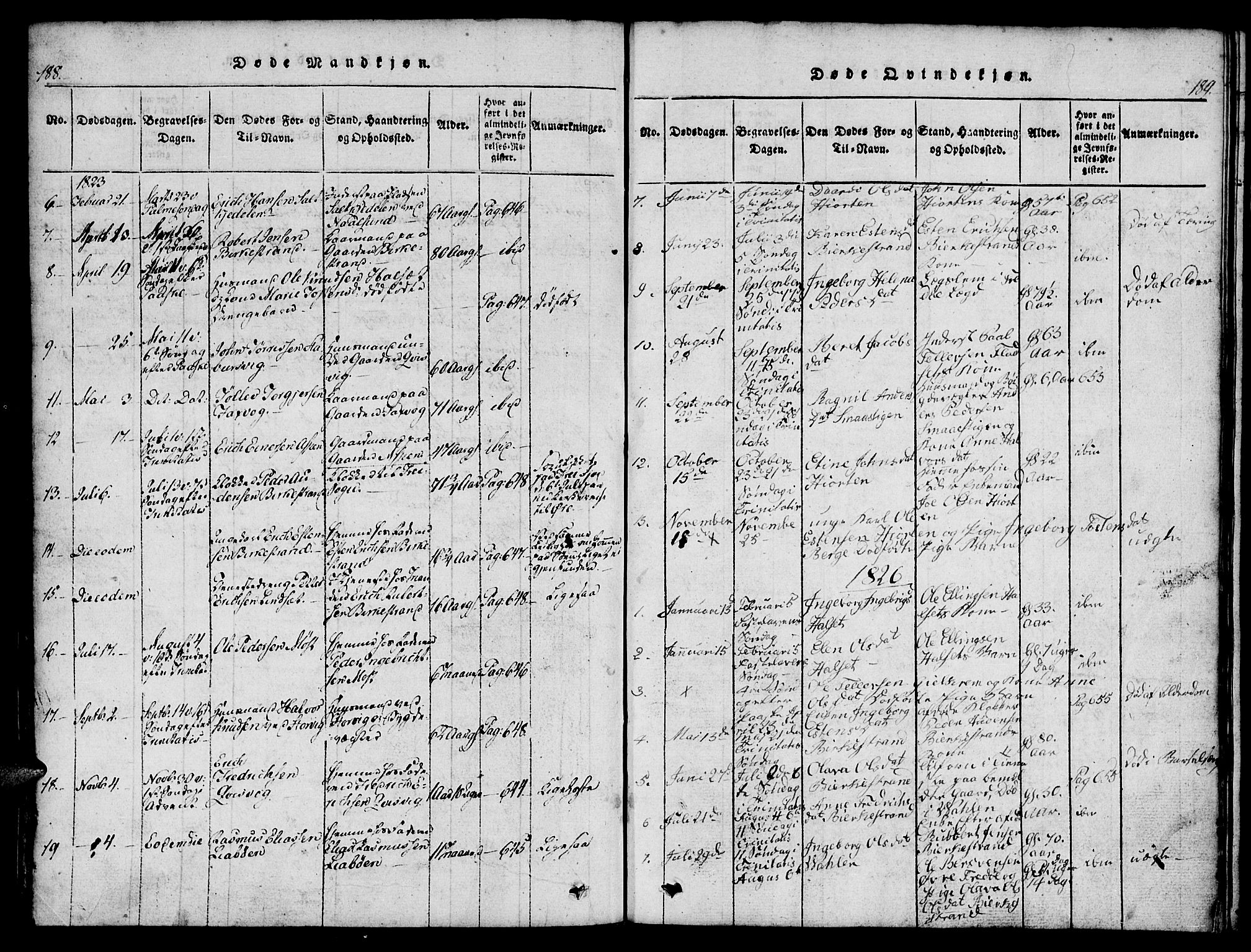 Ministerialprotokoller, klokkerbøker og fødselsregistre - Møre og Romsdal, SAT/A-1454/573/L0873: Klokkerbok nr. 573C01, 1819-1834, s. 188-189