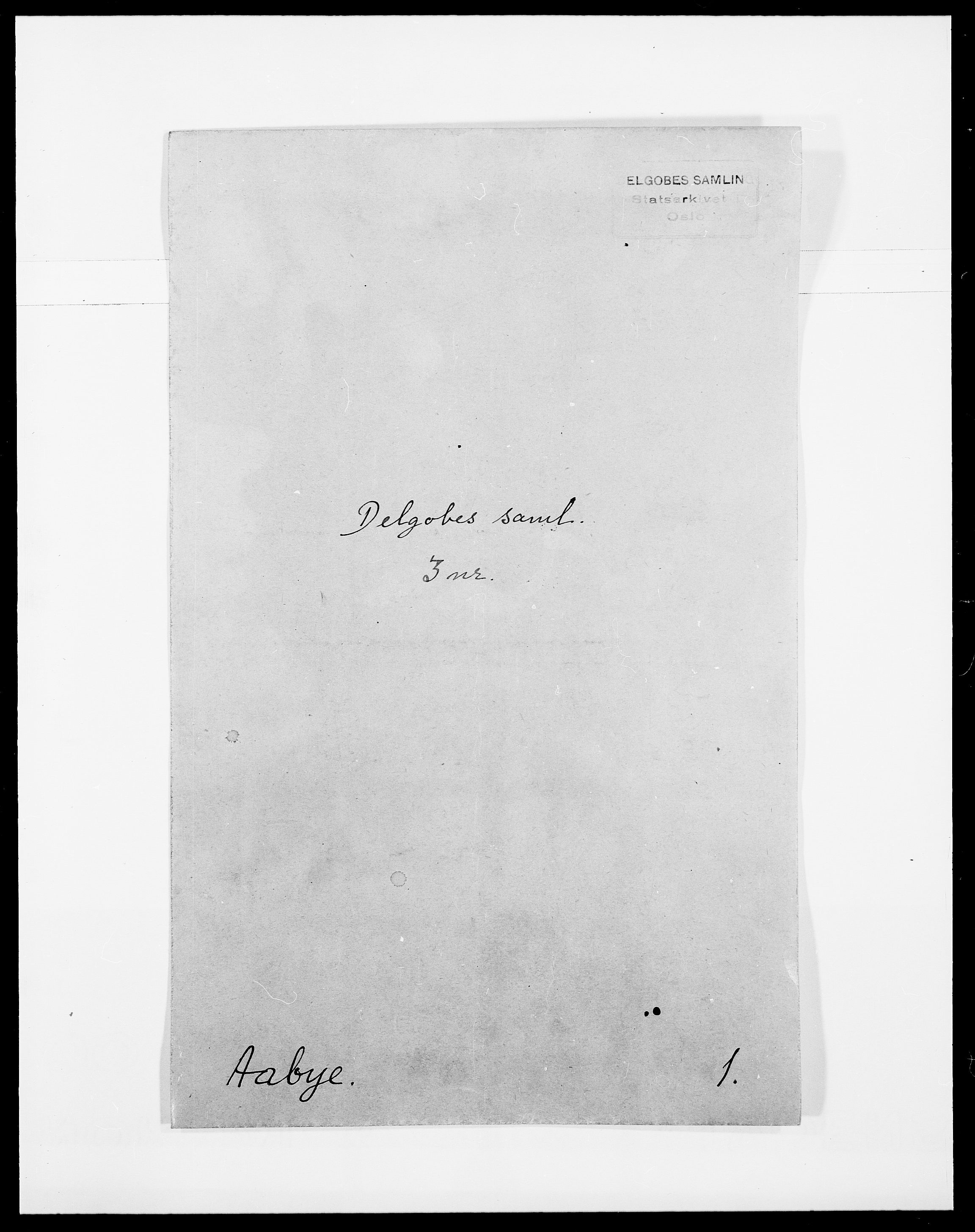 Delgobe, Charles Antoine - samling, SAO/PAO-0038/D/Da/L0001: Aabye - Angerman, s. 1