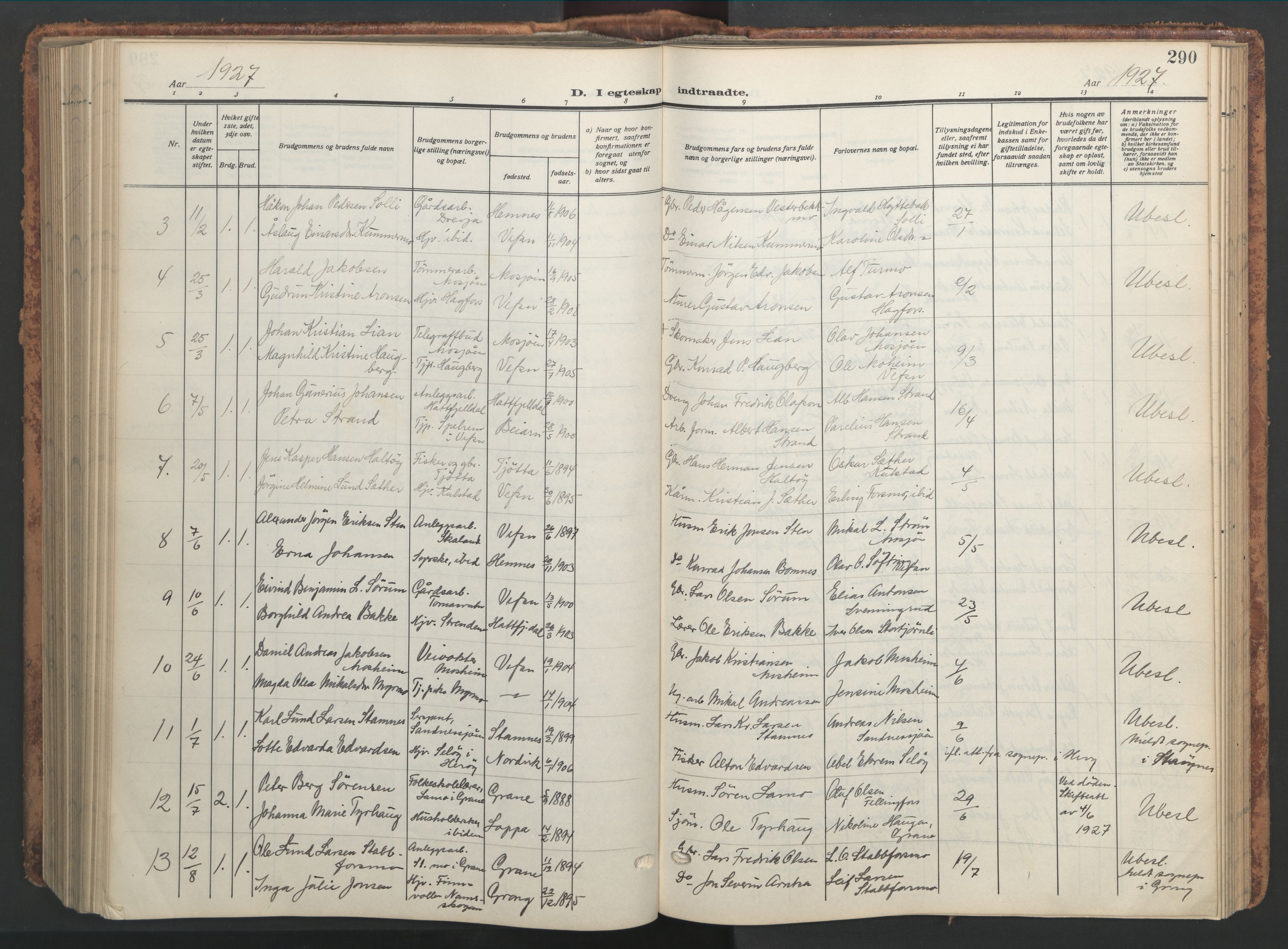 Ministerialprotokoller, klokkerbøker og fødselsregistre - Nordland, AV/SAT-A-1459/820/L0302: Klokkerbok nr. 820C04, 1917-1948, s. 290