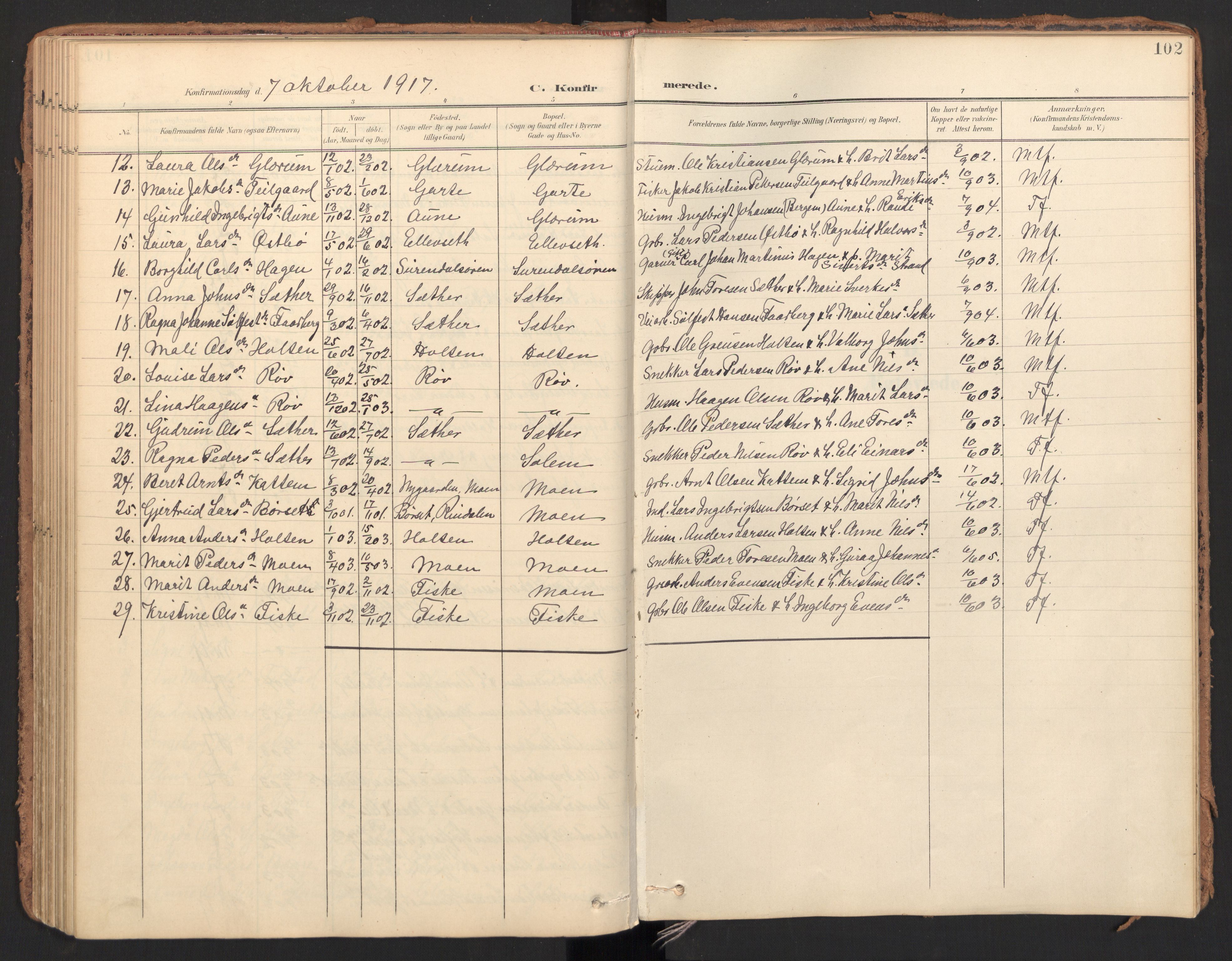 Ministerialprotokoller, klokkerbøker og fødselsregistre - Møre og Romsdal, SAT/A-1454/596/L1057: Ministerialbok nr. 596A02, 1900-1917, s. 102