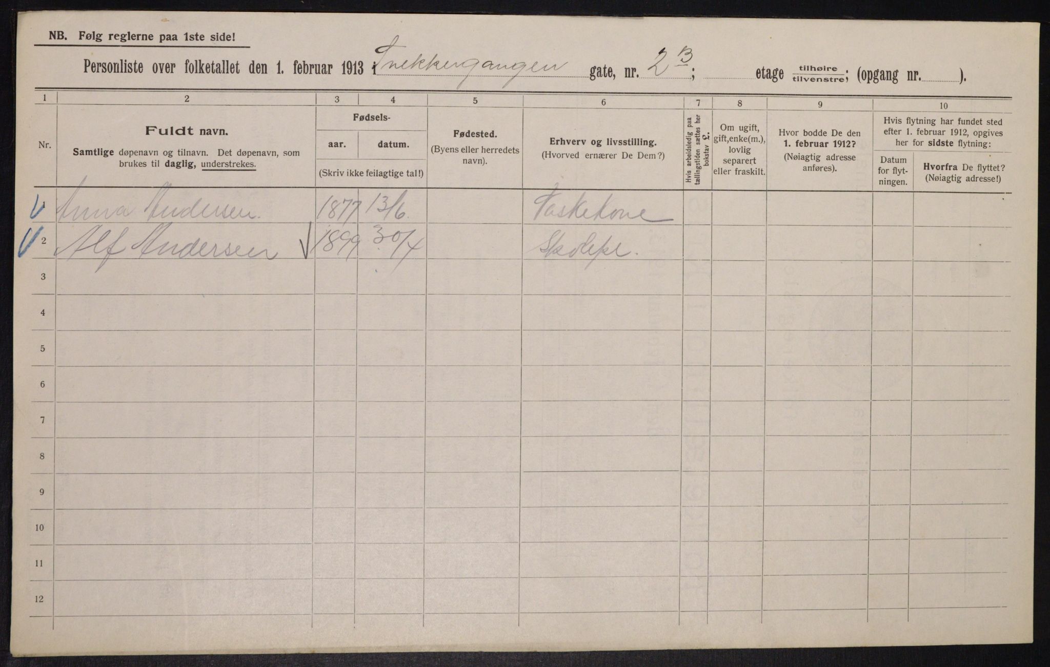 OBA, Kommunal folketelling 1.2.1913 for Kristiania, 1913, s. 97979