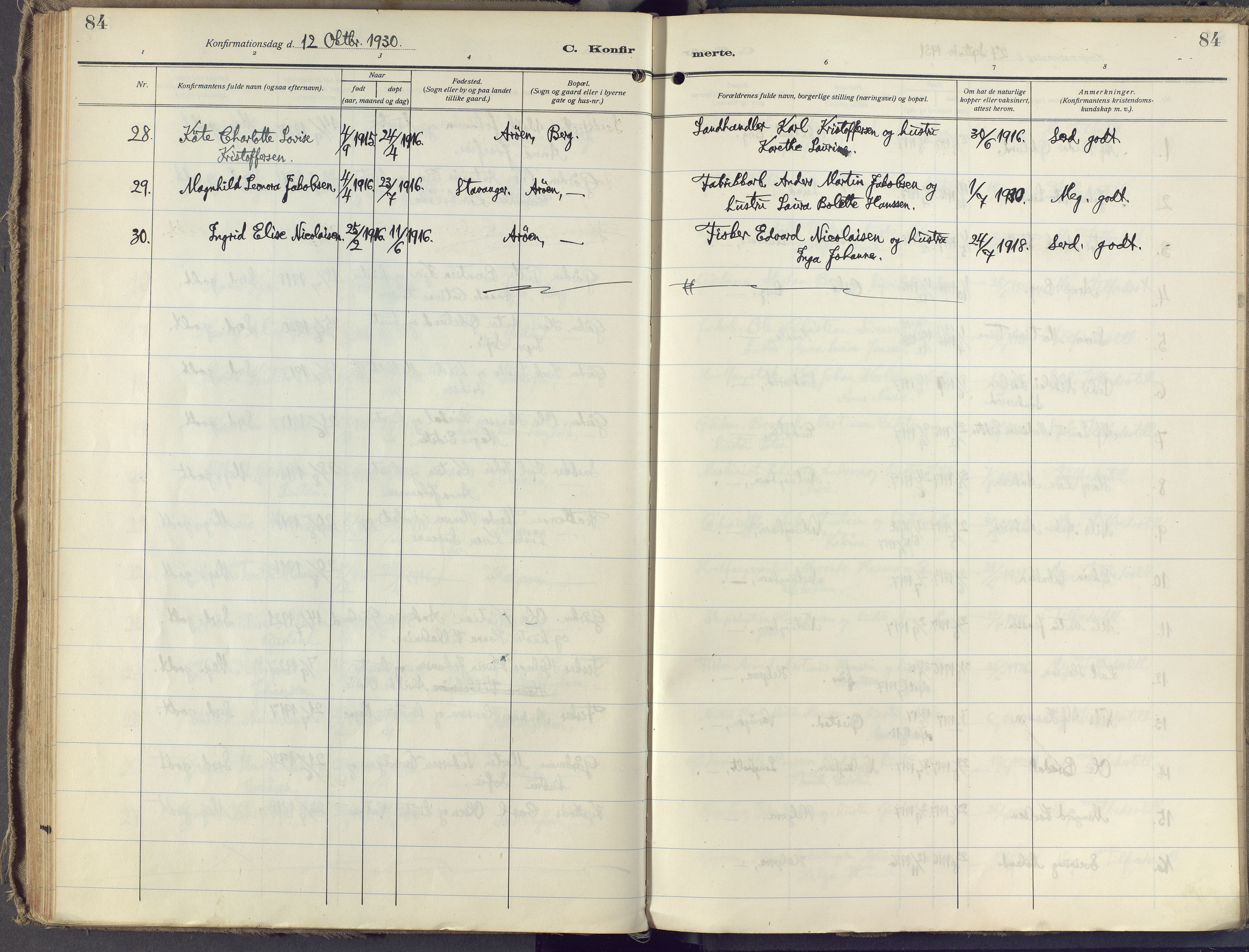 Brunlanes kirkebøker, AV/SAKO-A-342/F/Fb/L0004: Ministerialbok nr. II 4, 1923-1940, s. 84