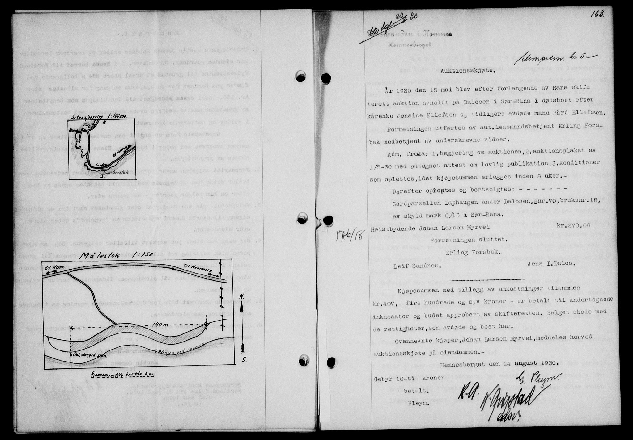 Rana sorenskriveri , SAT/A-1108/1/2/2C/L0024: Pantebok nr. 24-25, 1929-1930, Tingl.dato: 23.08.1930