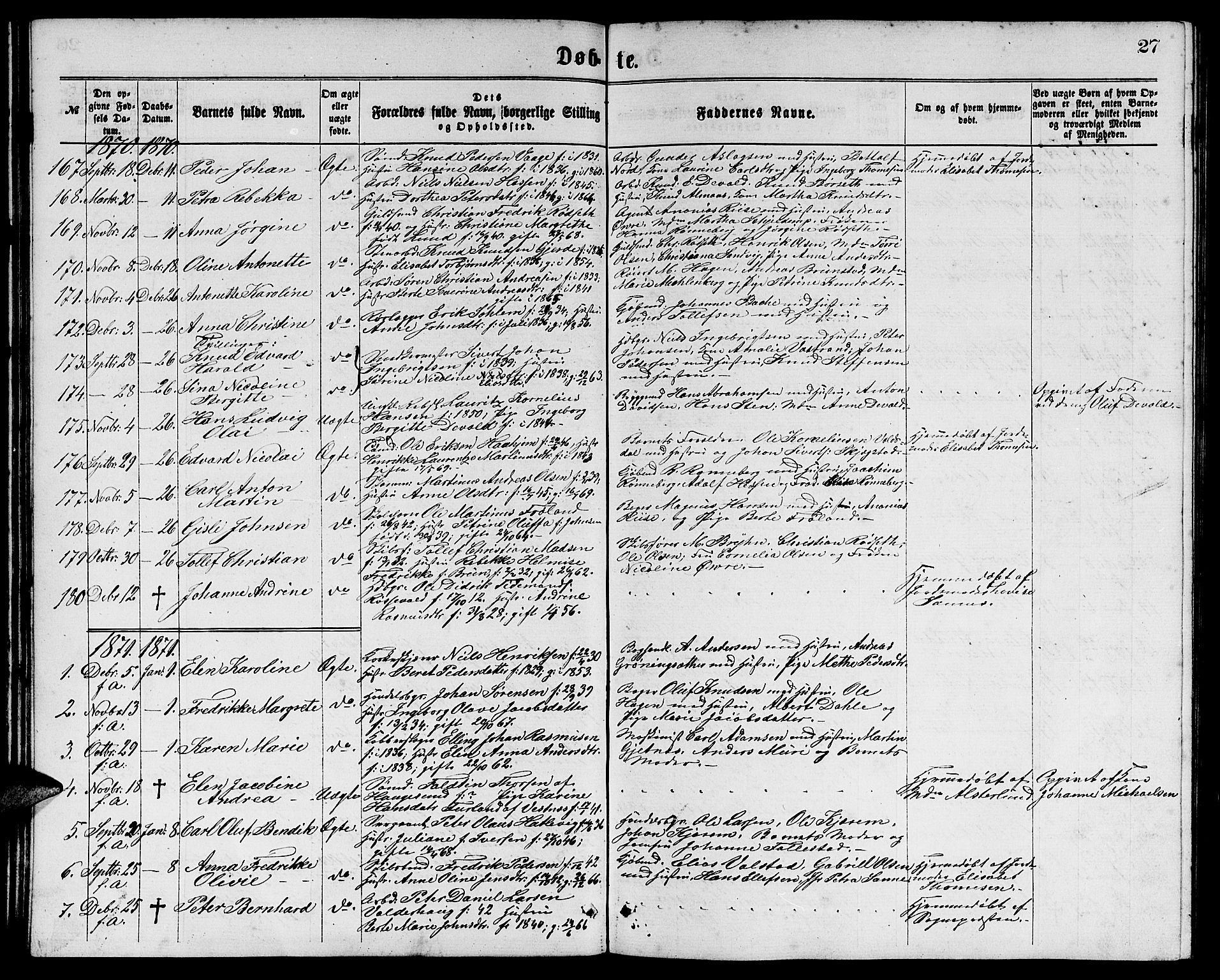 Ministerialprotokoller, klokkerbøker og fødselsregistre - Møre og Romsdal, AV/SAT-A-1454/529/L0465: Klokkerbok nr. 529C02, 1868-1877, s. 27