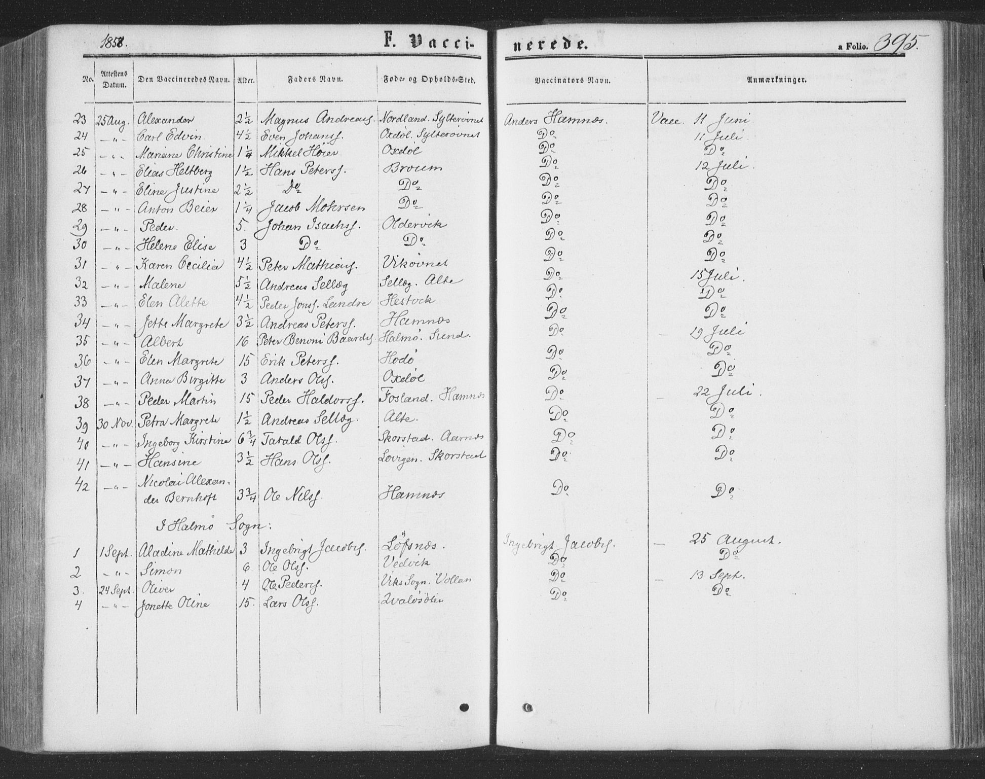 Ministerialprotokoller, klokkerbøker og fødselsregistre - Nord-Trøndelag, SAT/A-1458/773/L0615: Ministerialbok nr. 773A06, 1857-1870, s. 395