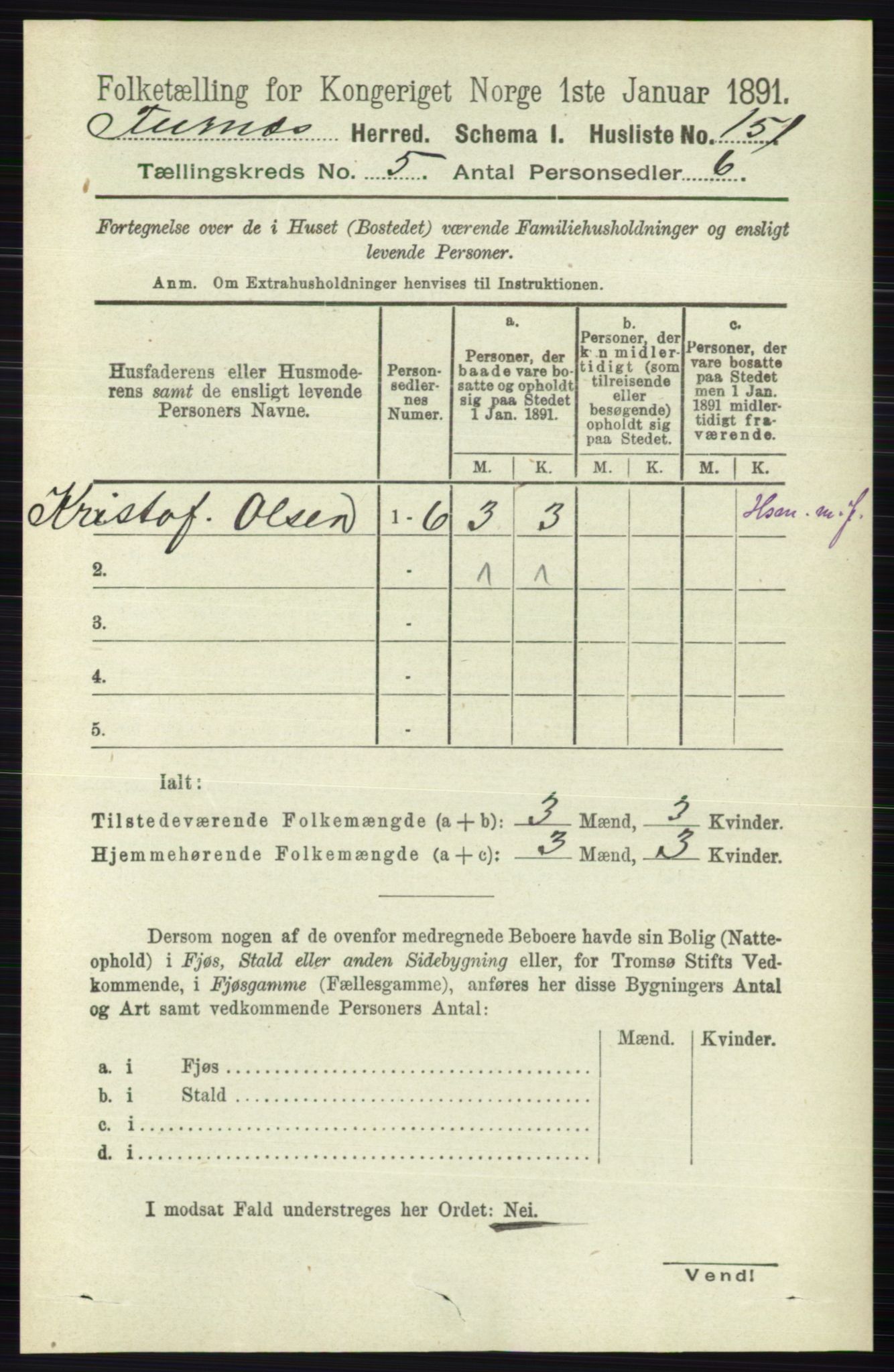 RA, Folketelling 1891 for 0413 Furnes herred, 1891, s. 3149